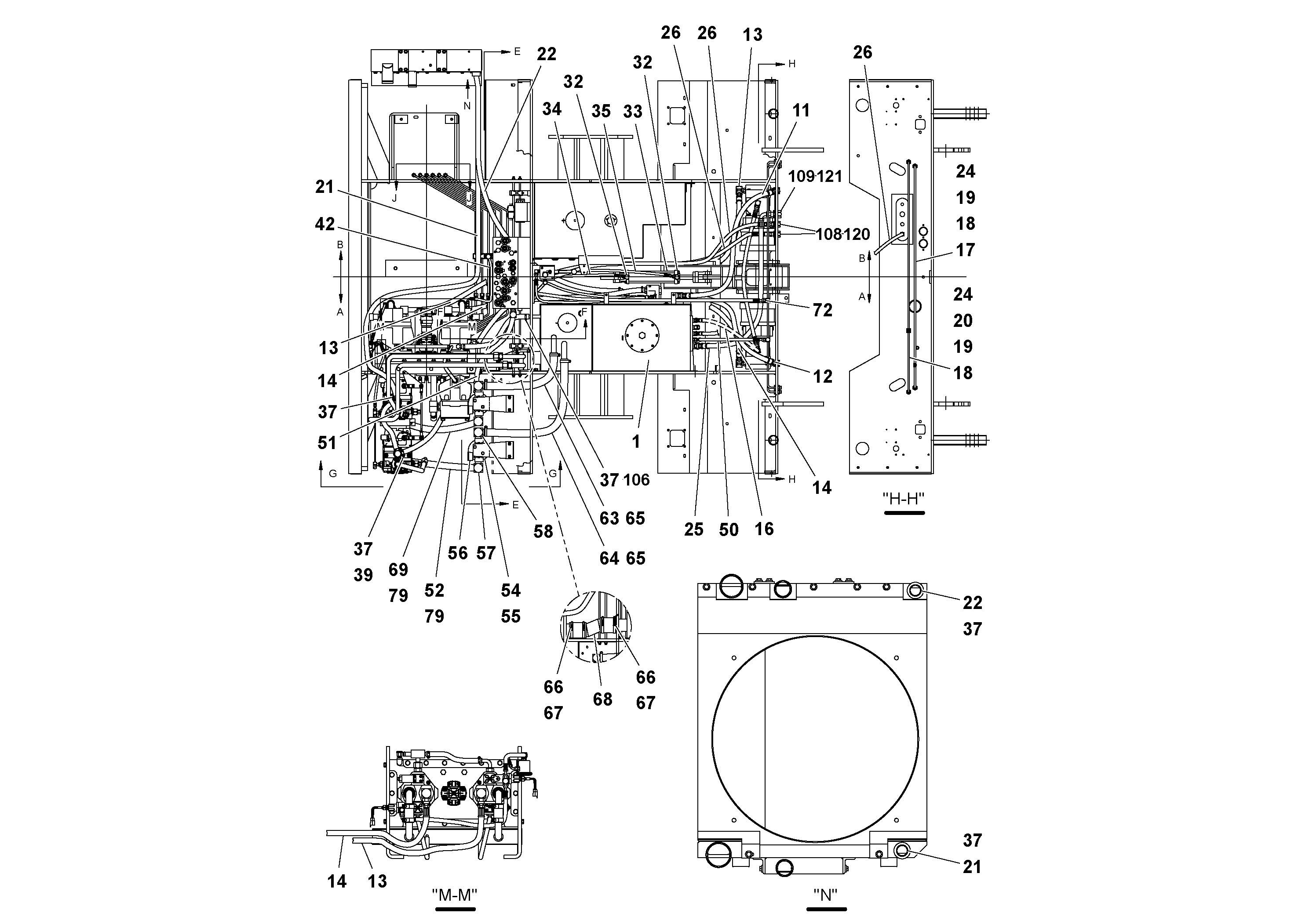 Схема запчастей Volvo PF2181 - 77099 Hydraulic Arrangement PF2181 S/N 200987-