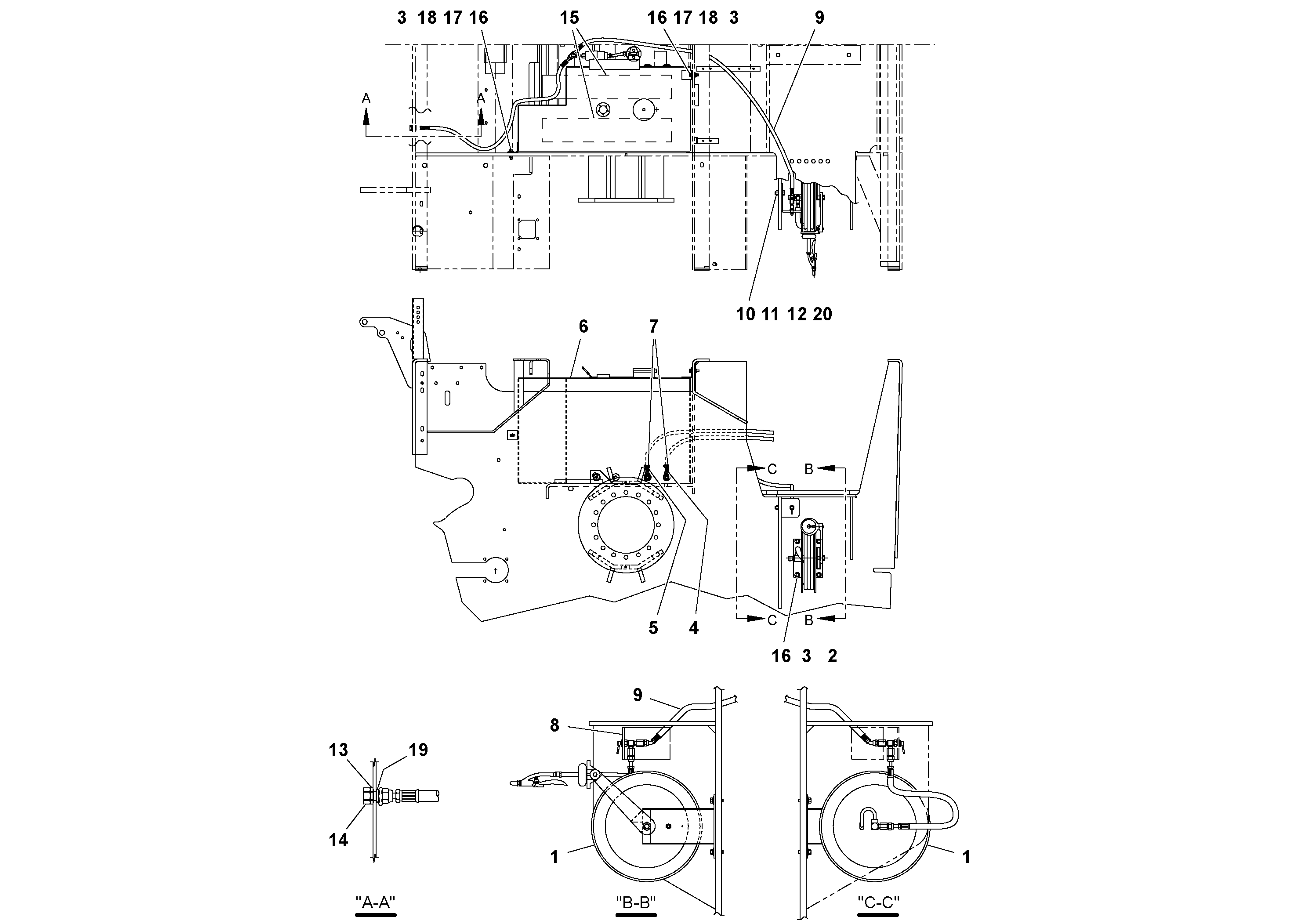 Схема запчастей Volvo PF2181 - 79071 Wash-down Hose and Reel Assembly PF2181 S/N 200987-