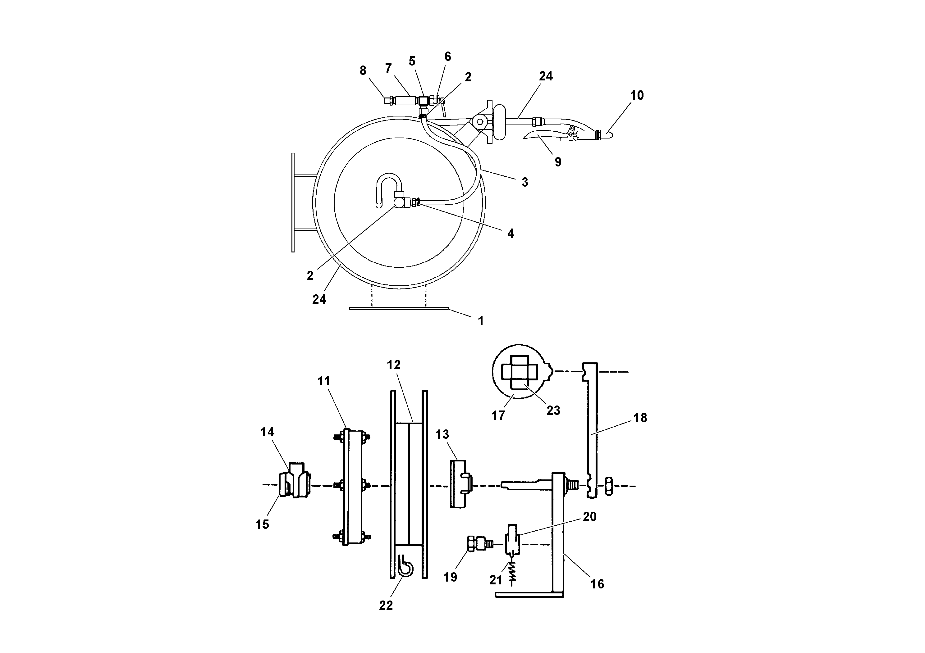 Схема запчастей Volvo PF2181 - 102992 Wash-down Hose and Reel Assembly PF2181 S/N 197473-