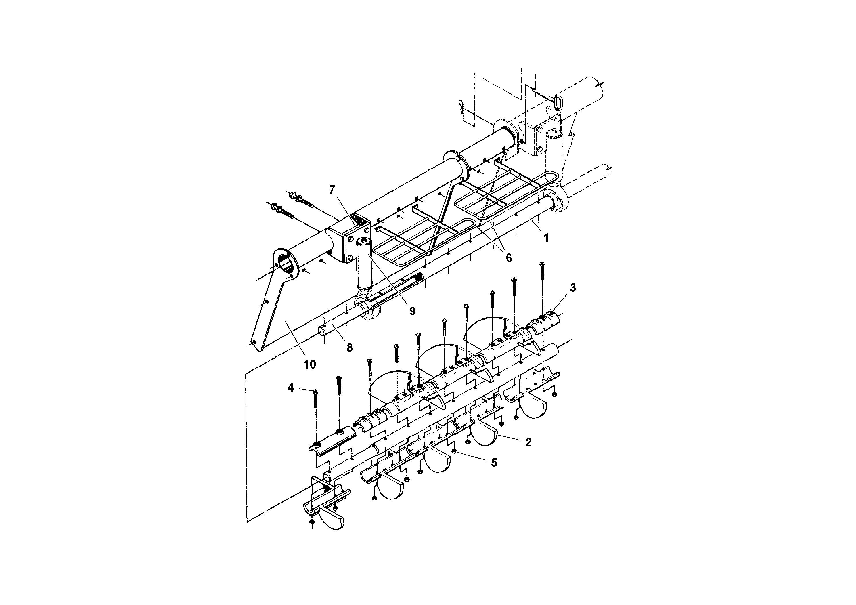 Схема запчастей Volvo PF2181 - 105592 Auger and Tunnel/guard Extension Arrangements PF2181 S/N 197473-