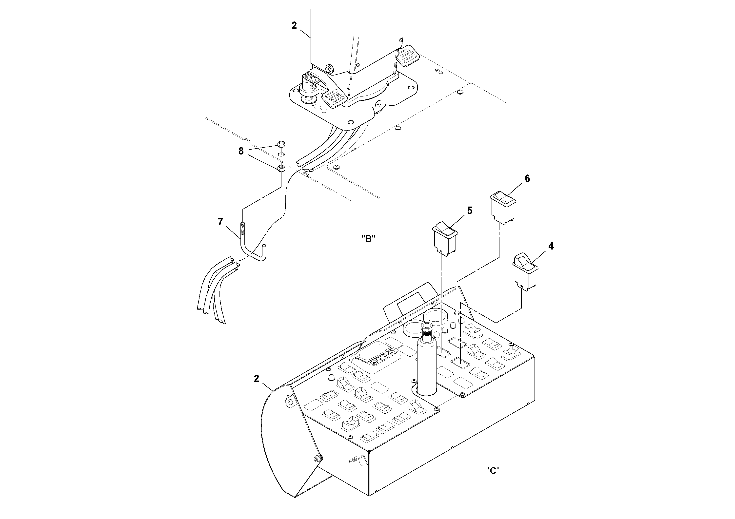 Схема запчастей Volvo PF6160 - 98170 Console Installation PF6160/PF6170