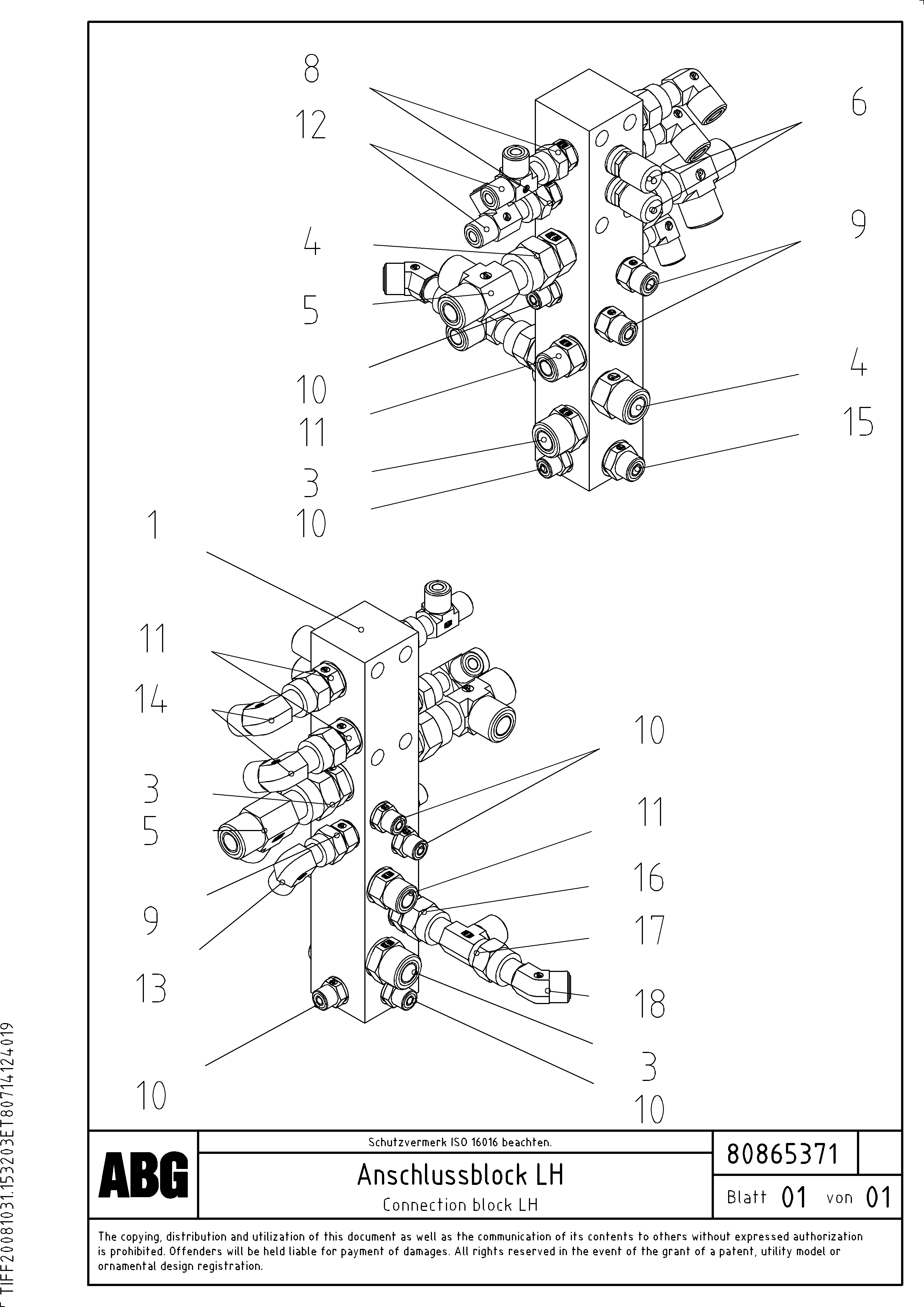 Схема запчастей Volvo PF6160 - 91357 Connection block on basic screed OMNI 1021 ATT. SCREEDS 3,0 - 9,0M PF6110 PF6160/PF6170
