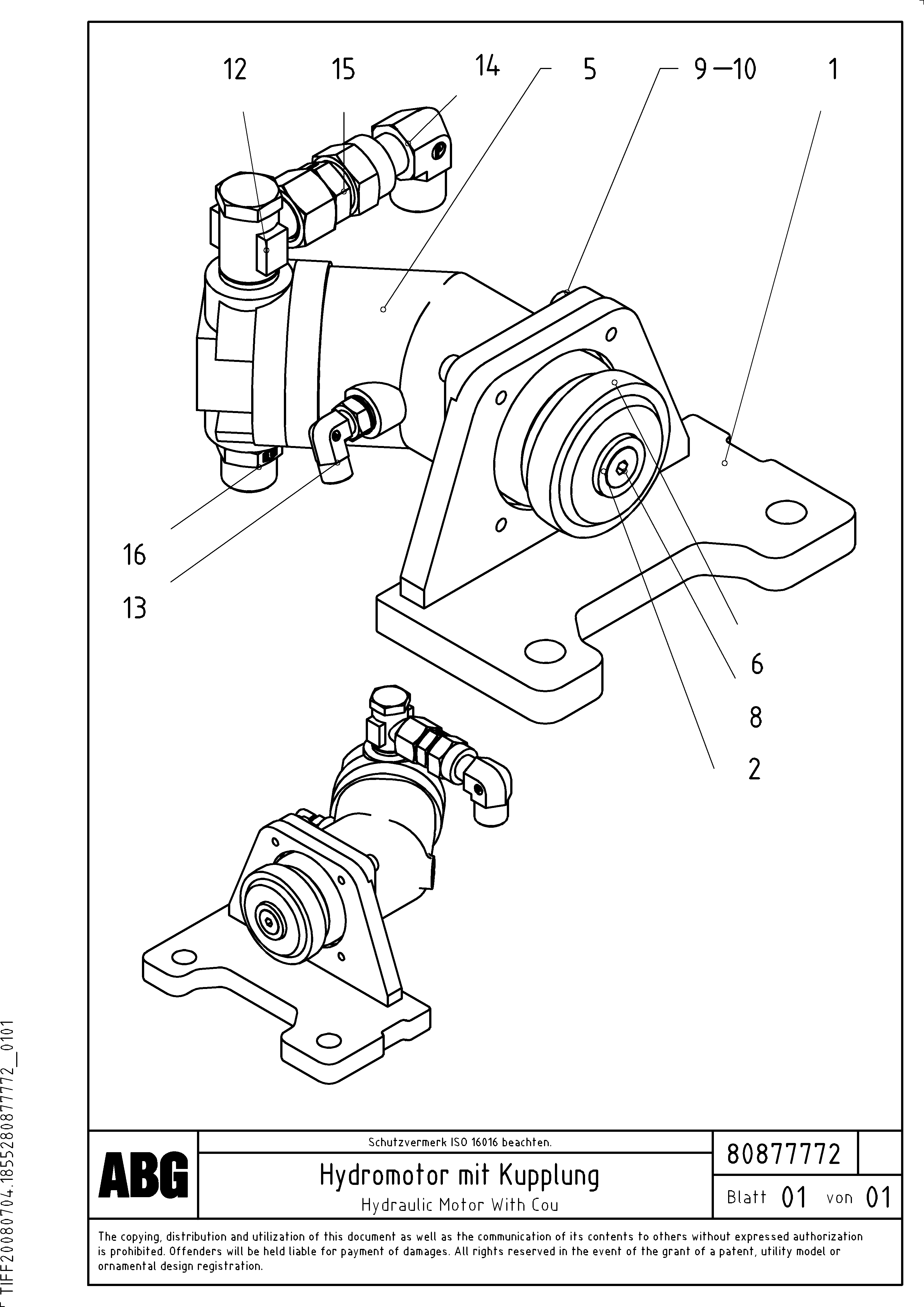 Схема запчастей Volvo PF6160 - 90235 Hydraulic motor with tamper coupling for extendable screed OMNI 1021 ATT. SCREEDS 3,0 - 9,0M PF6110 PF6160/PF6170