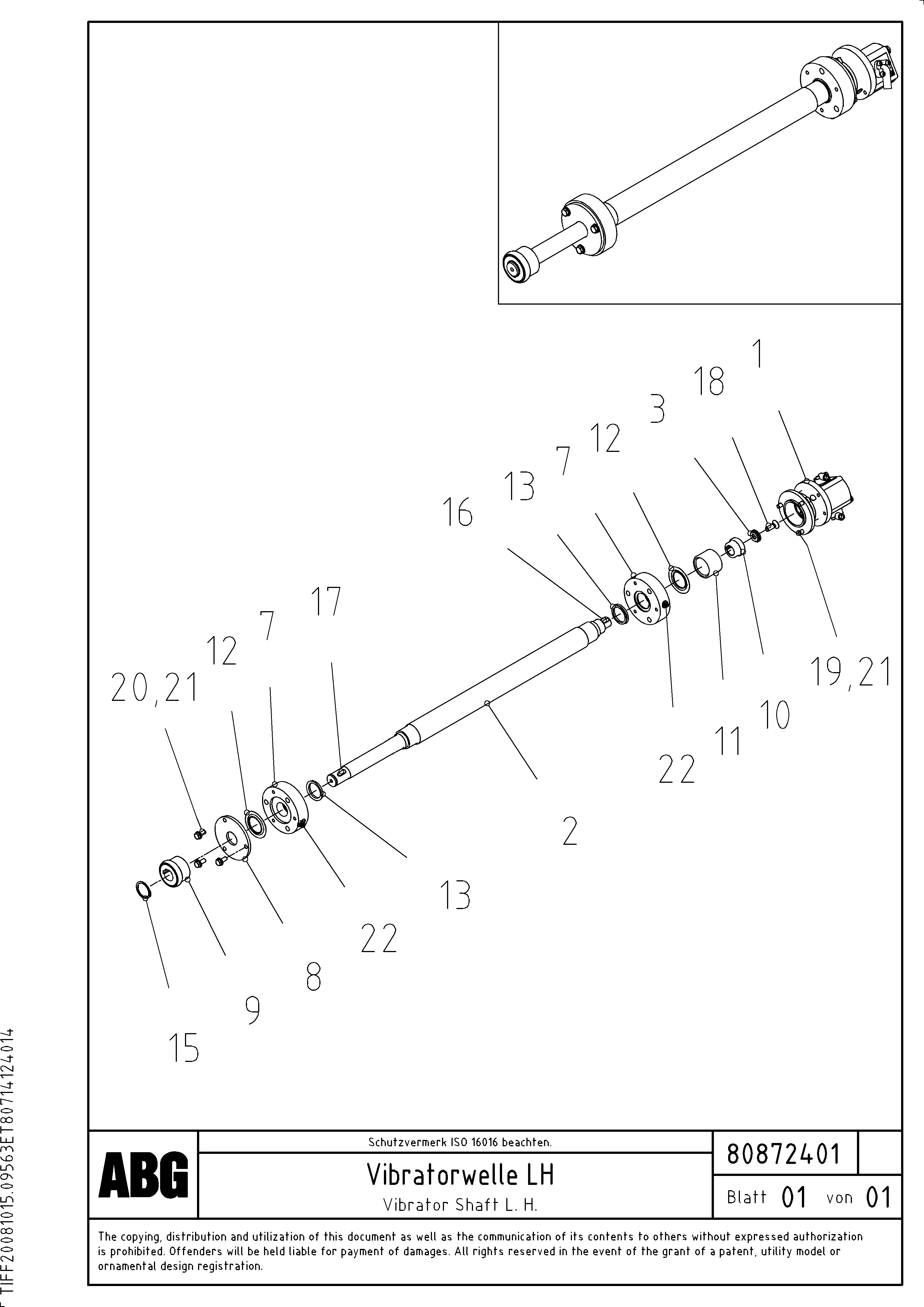 Схема запчастей Volvo PF6160 - 91192 Vibrator shaft for extendable screed OMNI 1021 ATT. SCREEDS 3,0 - 9,0M PF6110 PF6160/PF6170