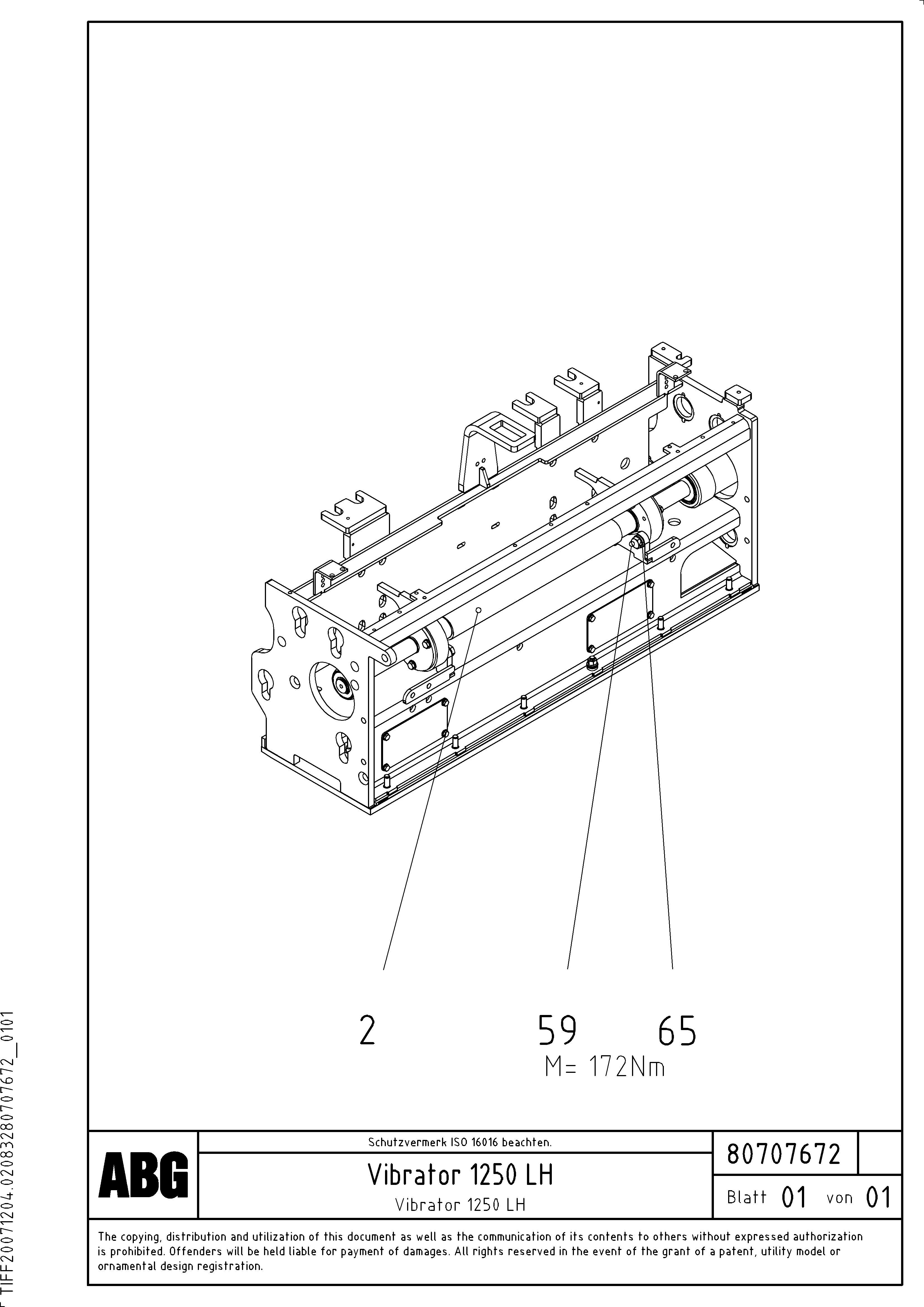 Схема запчастей Volvo PF6160 - 86852 Vibrator shaft for extension OMNI 1000 ATT. SCREEDS 3,0 - 9,0M PF6110, PF6160/PF6170