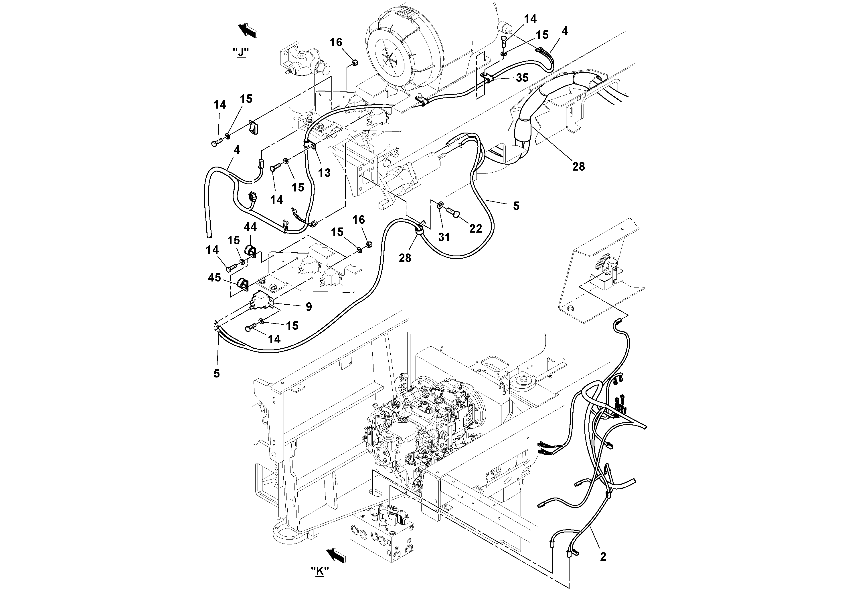 Схема запчастей Volvo PF6170 - 92182 Harness Installation PF6160/PF6170