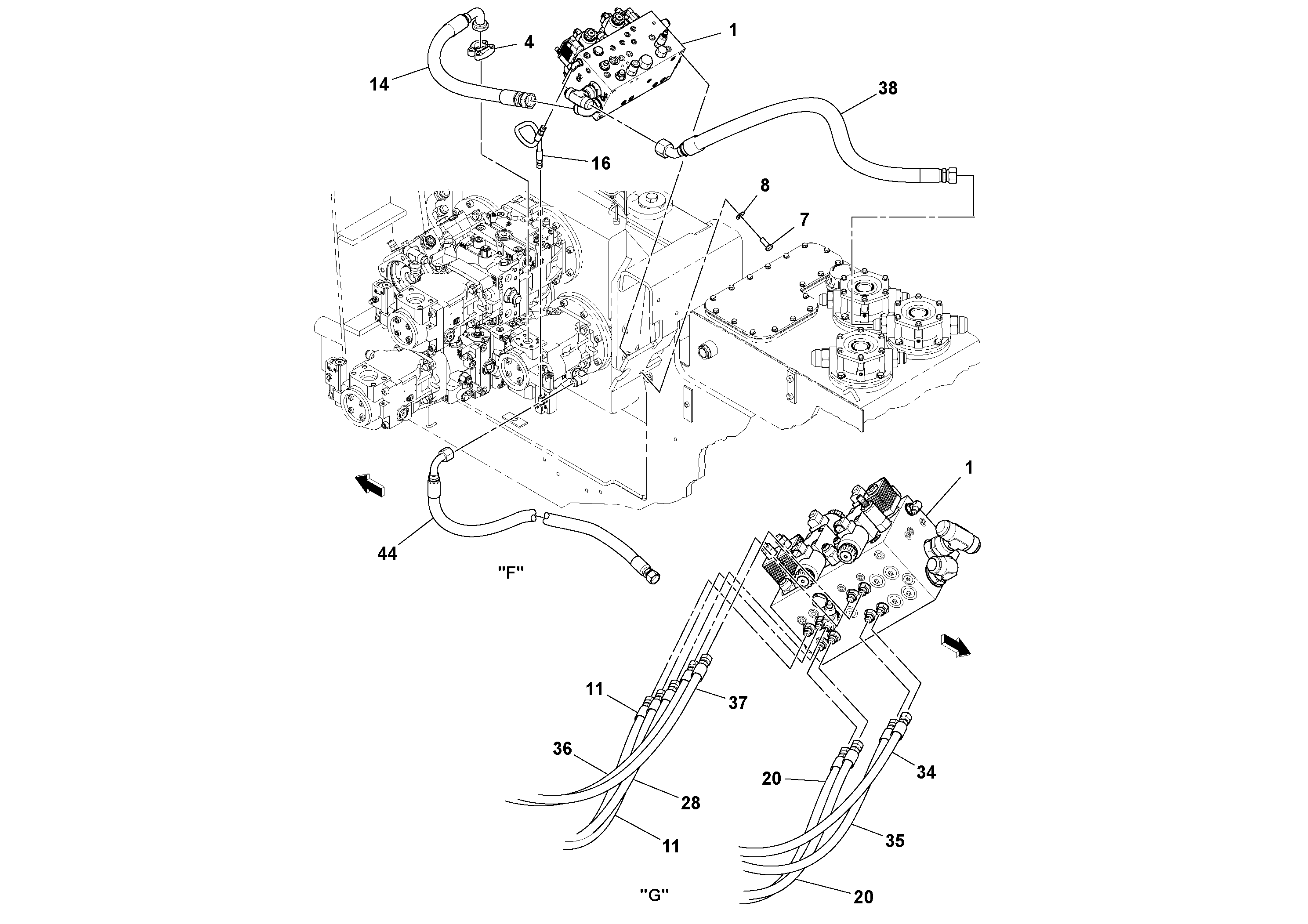 Схема запчастей Volvo PF6170 - 92187 Hydraulic Gear Pump Installation PF6160/PF6170