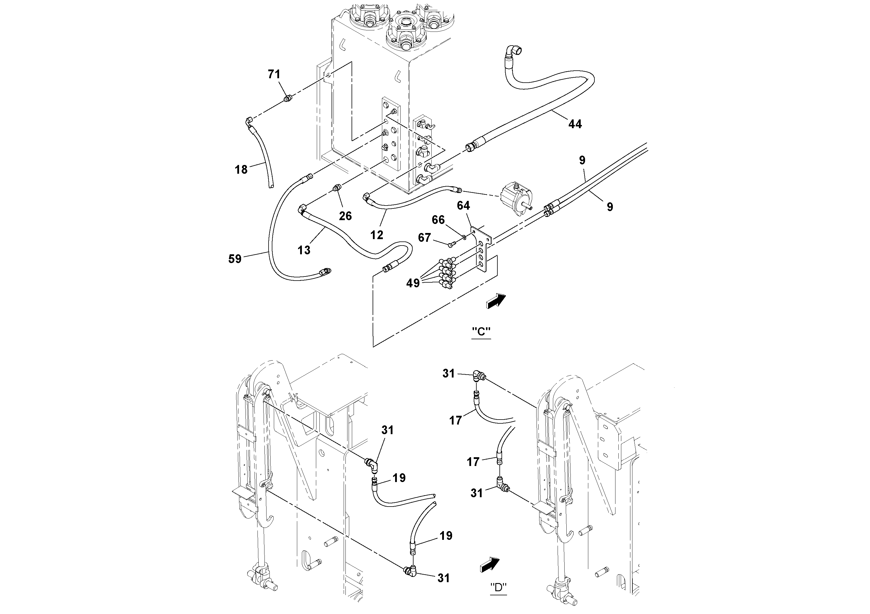 Схема запчастей Volvo PF6170 - 92970 Hydraulic Gear Pump Installation PF6160/PF6170