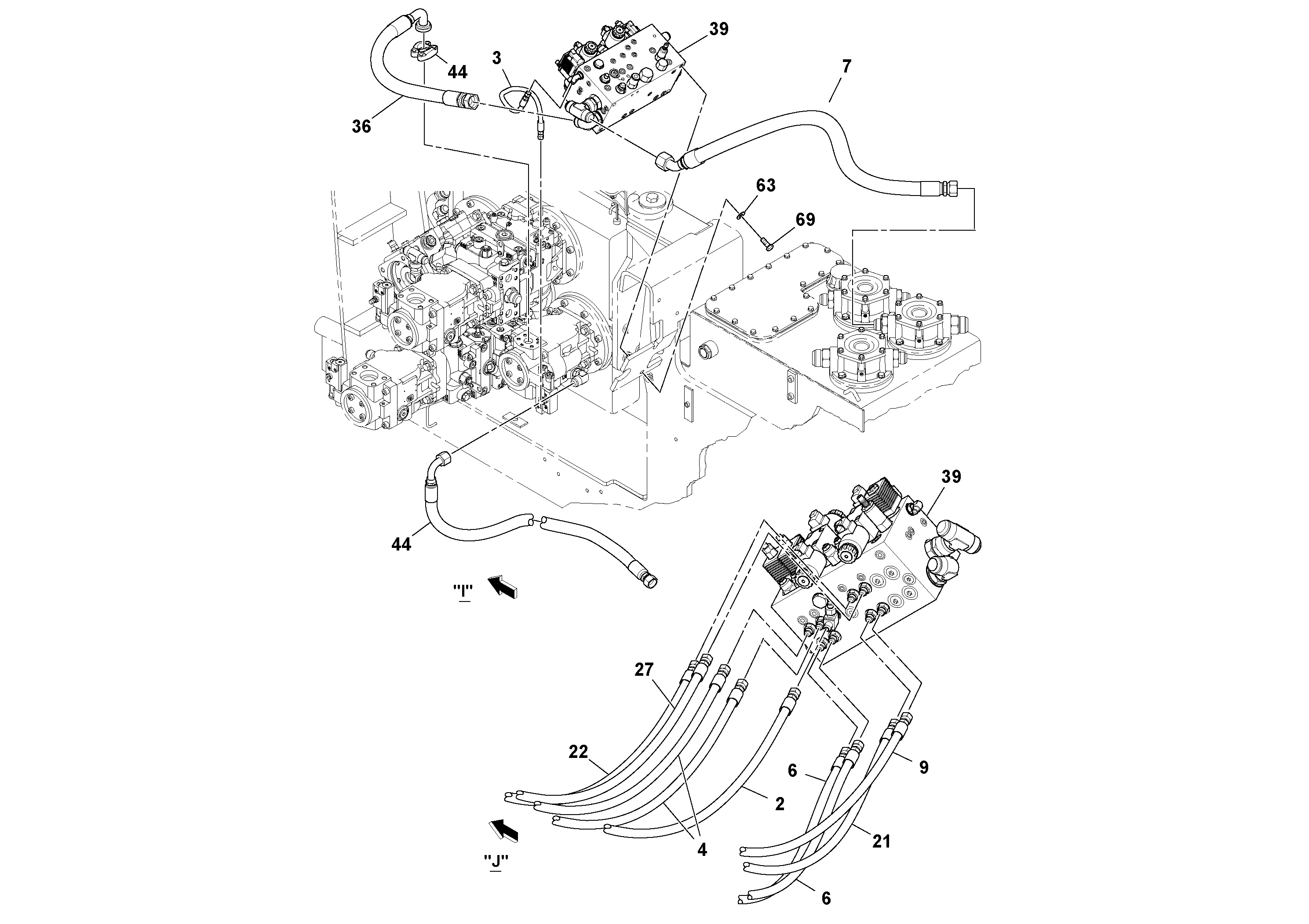 Схема запчастей Volvo PF6170 - 95708 Hydraulic Gear Pump Installation PF6160/PF6170