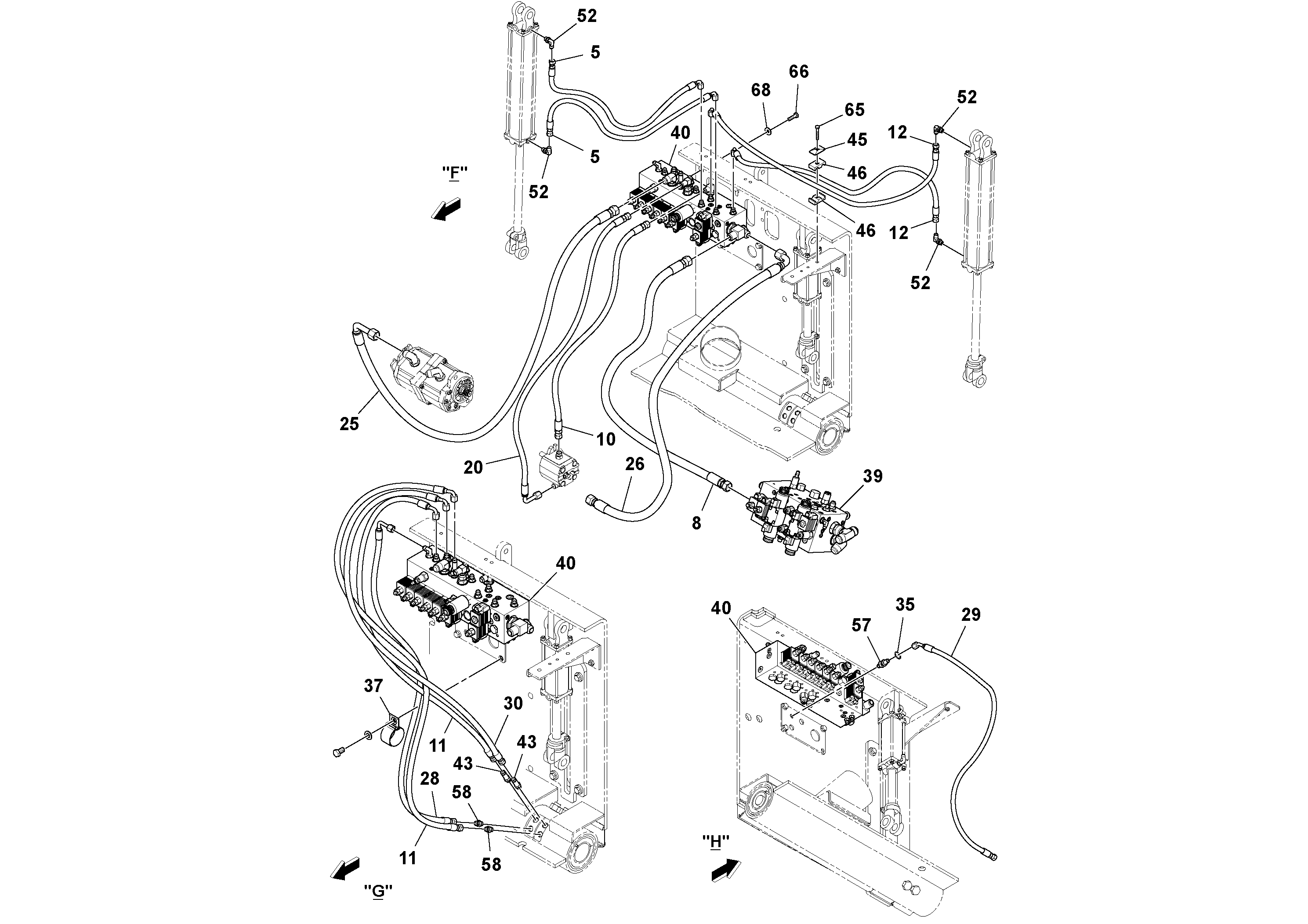 Схема запчастей Volvo PF6170 - 99960 Hydraulic Gear Pump Installation PF6160/PF6170