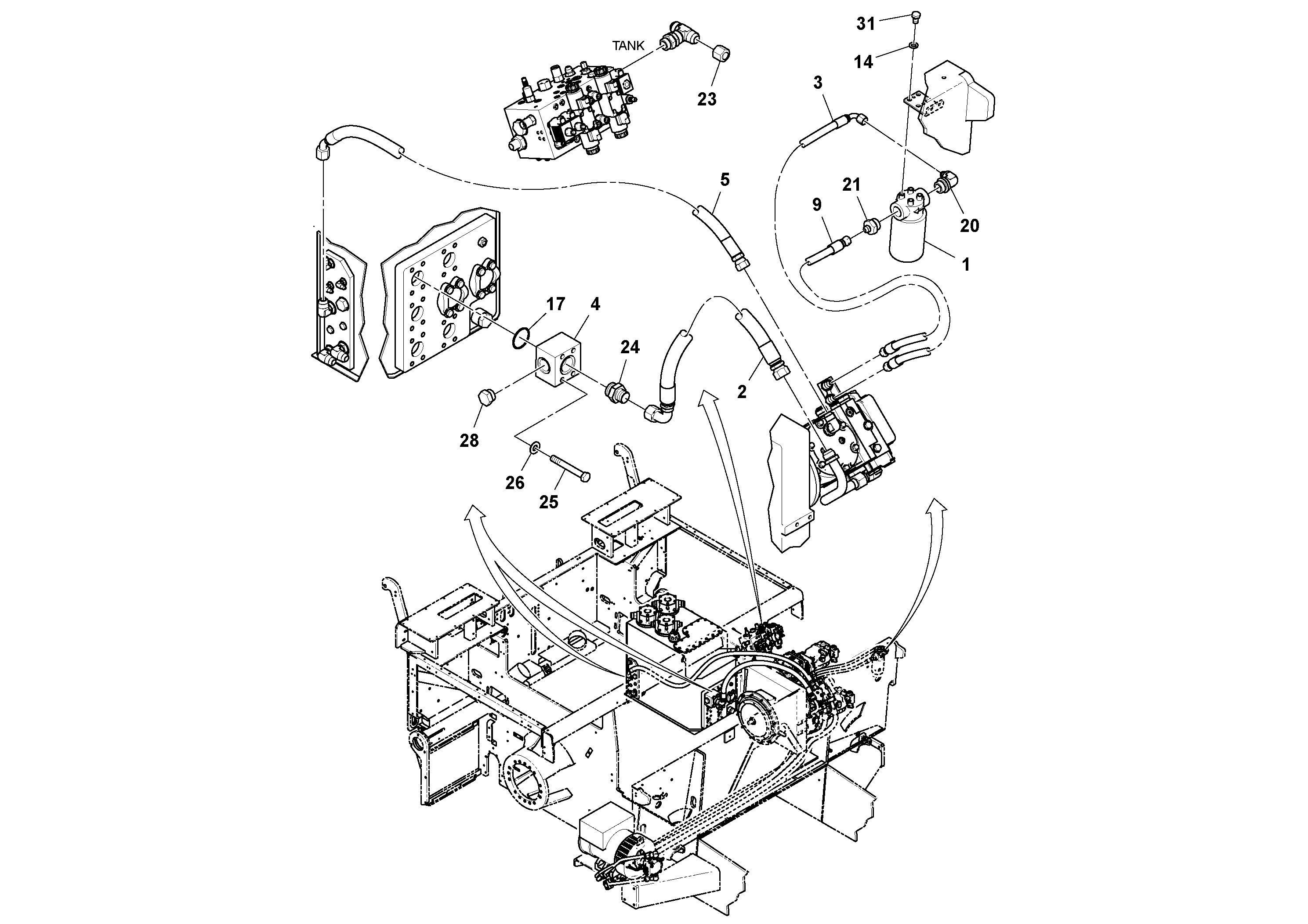 Схема запчастей Volvo PF6170 - 93987 Hydraulic Generator Installation PF6160/PF6170