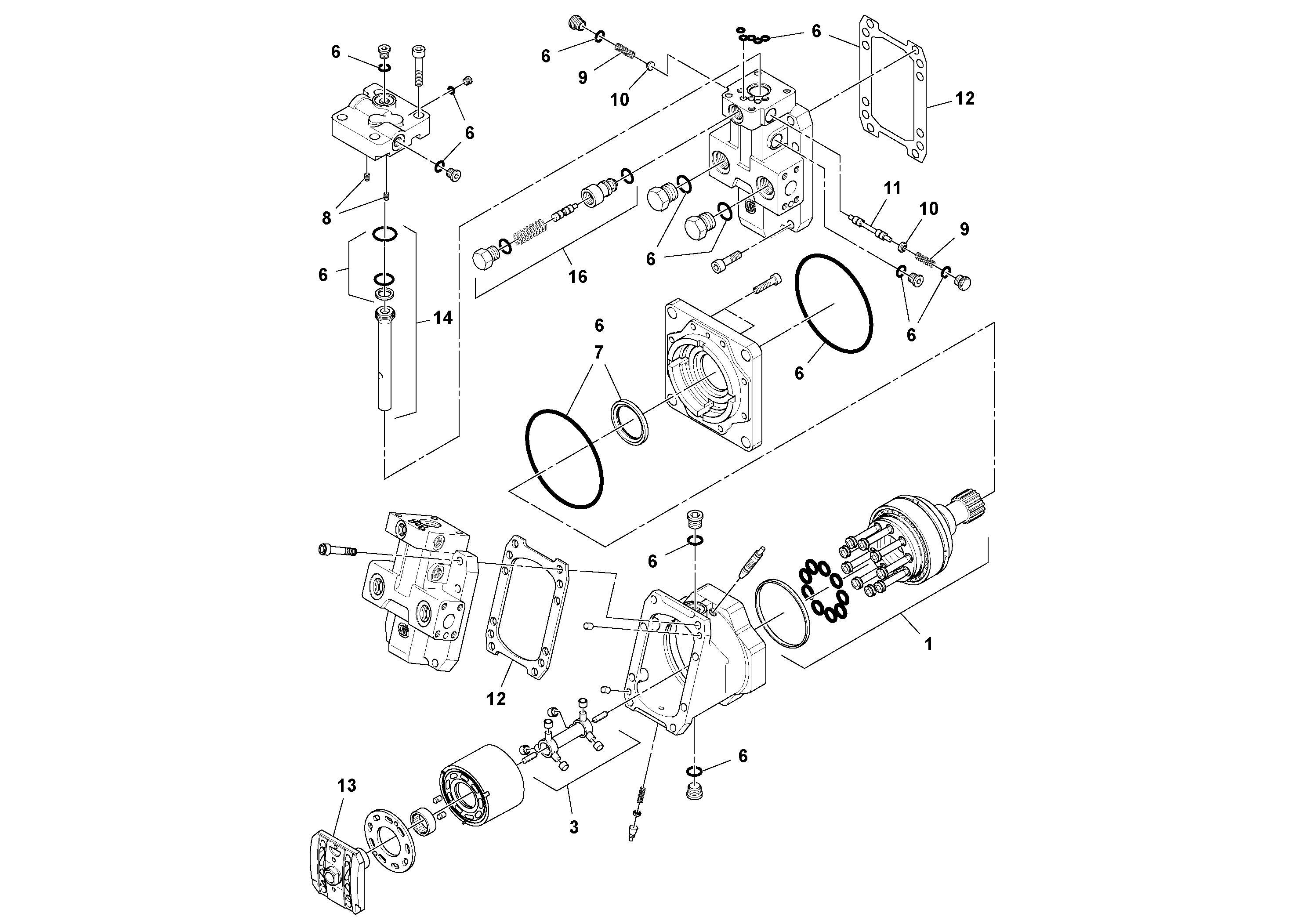 Схема запчастей Volvo PF6170 - 100854 Motor PF6160/PF6170