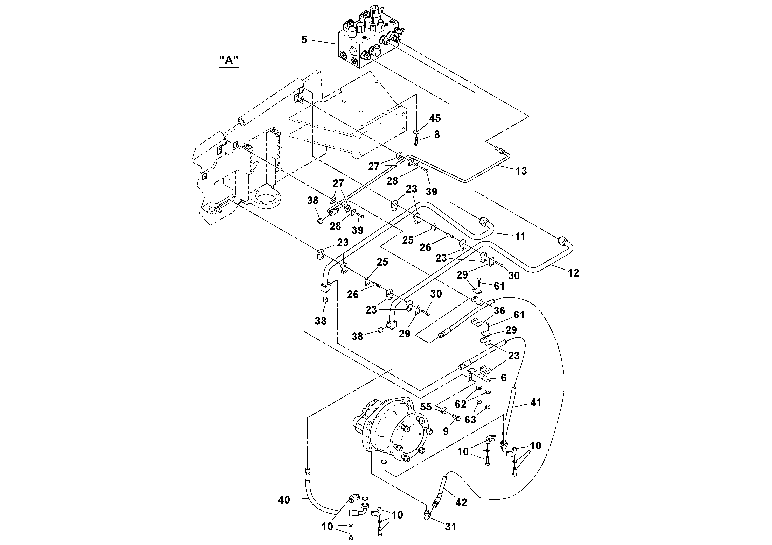 Схема запчастей Volvo PF6170 - 95565 Fwa Hydraulic Installation PF6160/PF6170