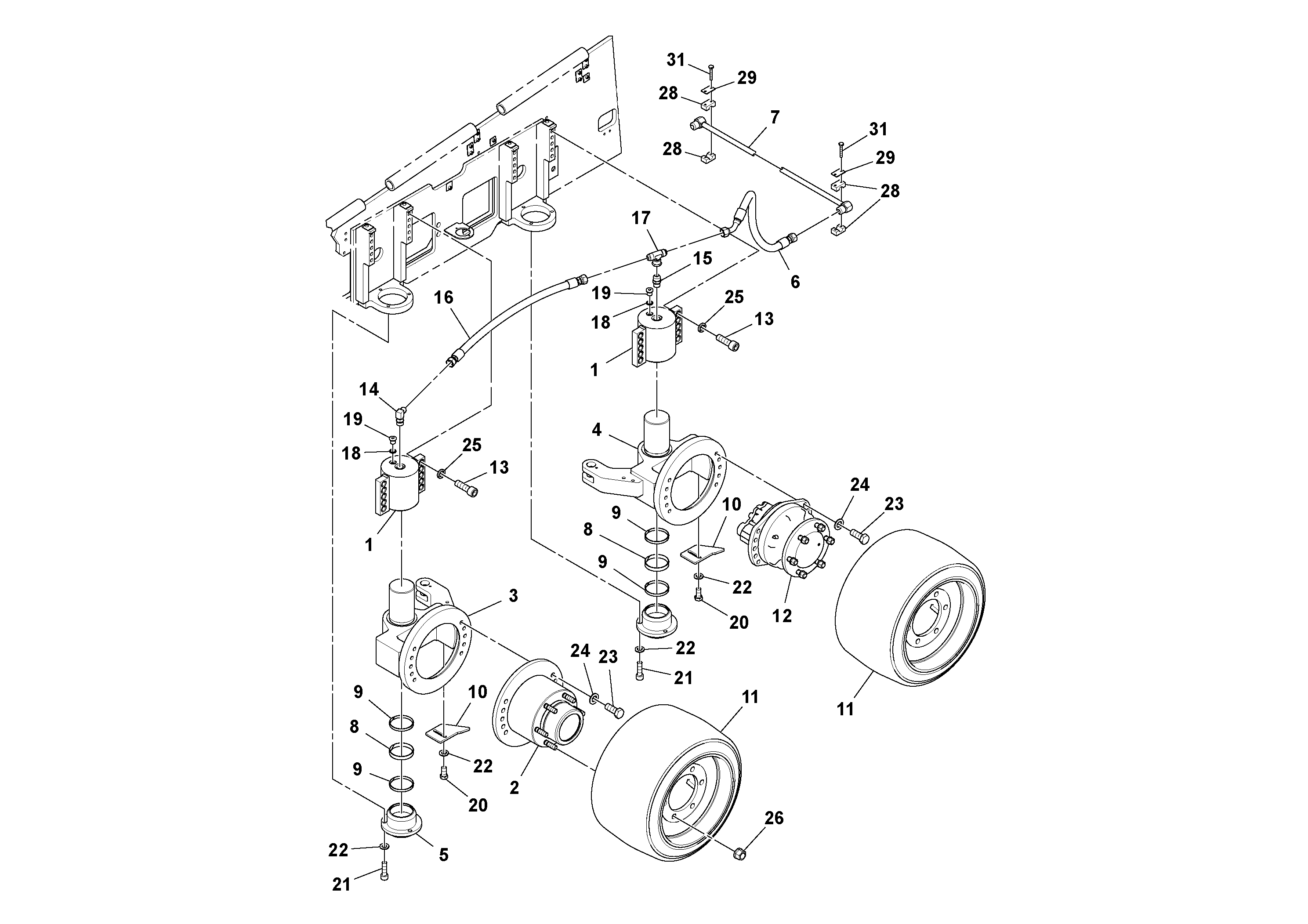 Схема запчастей Volvo PF6170 - 98871 Bogie Installation PF6160/PF6170