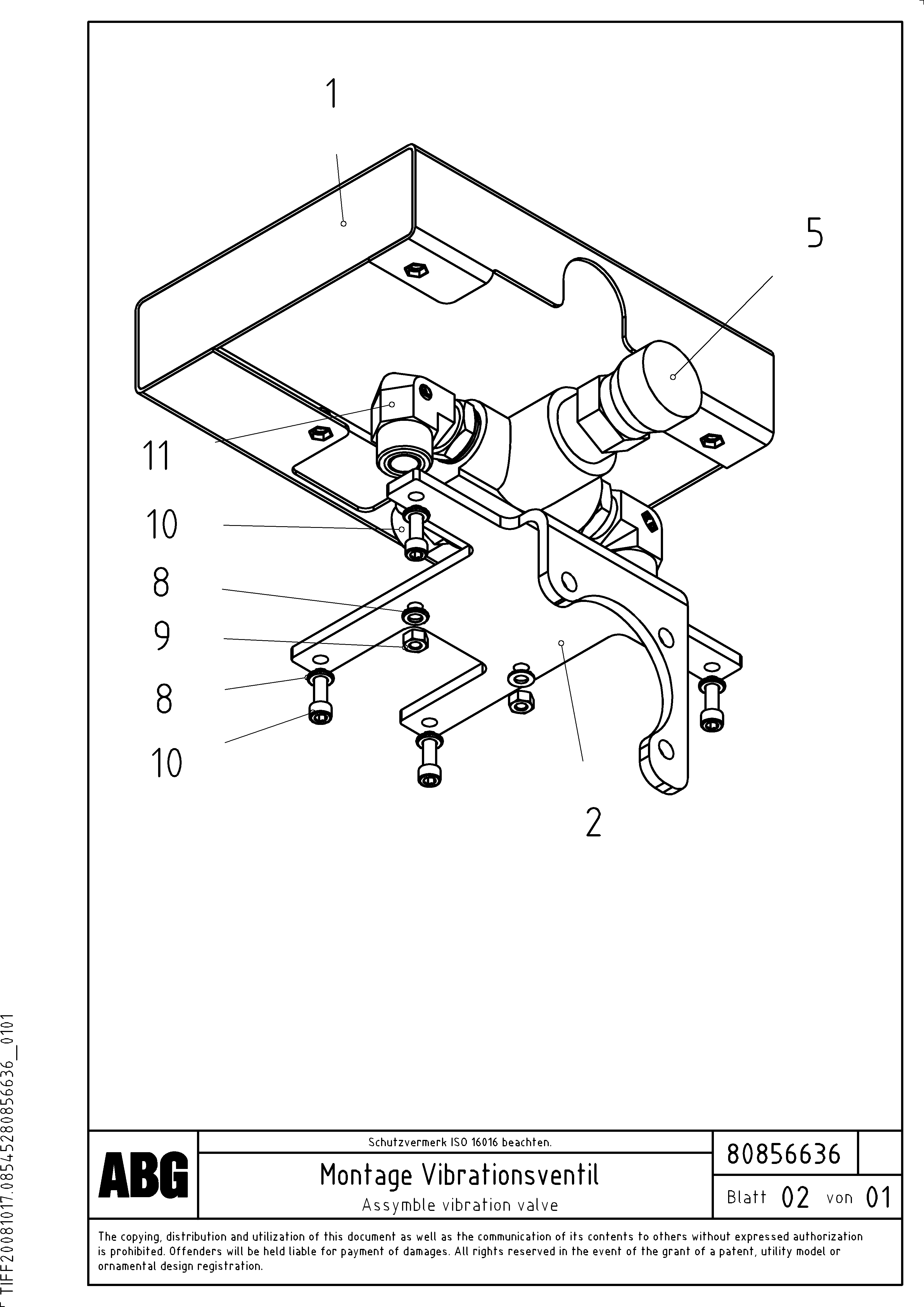 Схема запчастей Volvo PF6170 - 94396 Vibrator valve assembly OMNI 1001 ATT. SCREEDS 3,0 - 9,0M PF6110 PF6160/PF6170