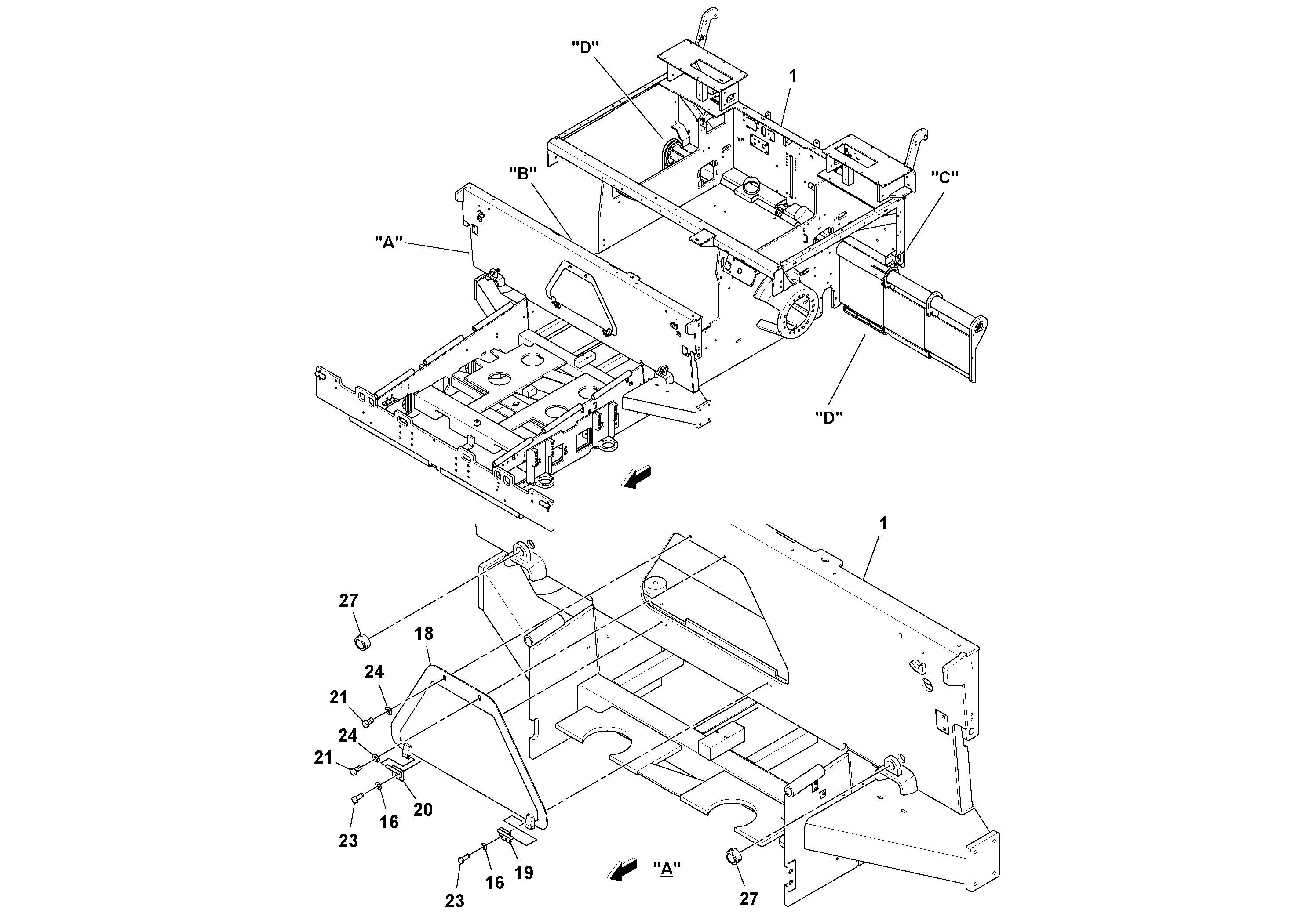 Схема запчастей Volvo PF6170 - 106850 Main Frame Installation PF6160/PF6170