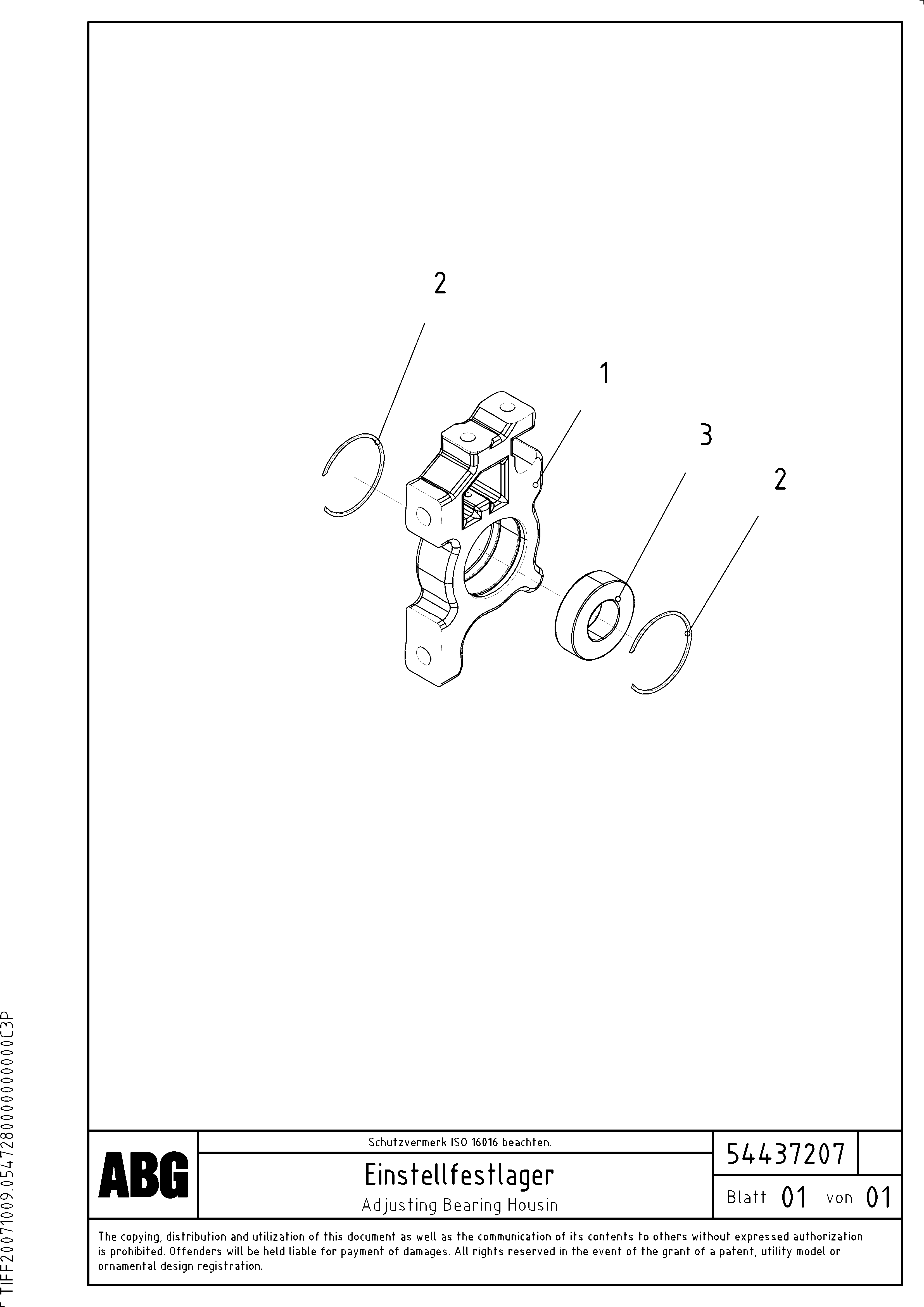 Схема запчастей Volvo PF6170 - 94978 Adjusting bearing housing for extension OMNI 1011 ATT. SCREEDS 3,0 - 9,0M PF6110 PF6160/PF6170