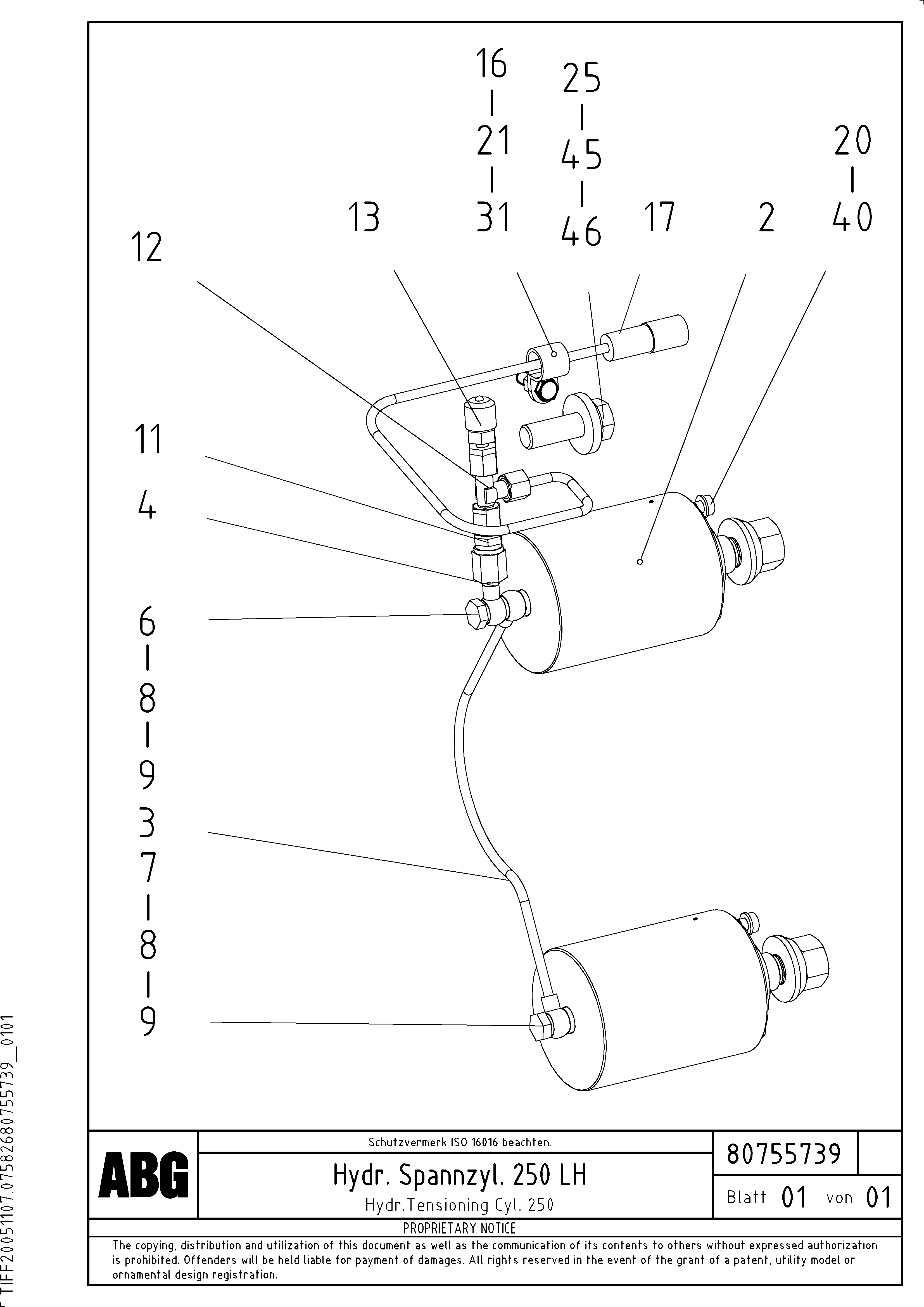 Схема запчастей Volvo PF6170 - 95301 Hydr. tensioning cylinder for extension OMNI 1011 ATT. SCREEDS 3,0 - 9,0M PF6110 PF6160/PF6170