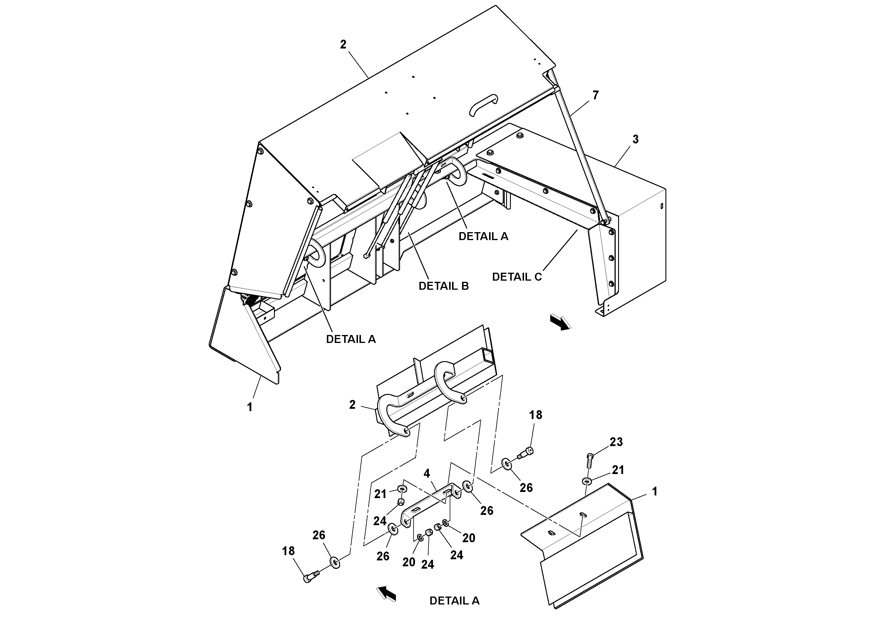 Схема запчастей Volvo PF6170 - 100114 Hood Assembly PF6160/PF6170