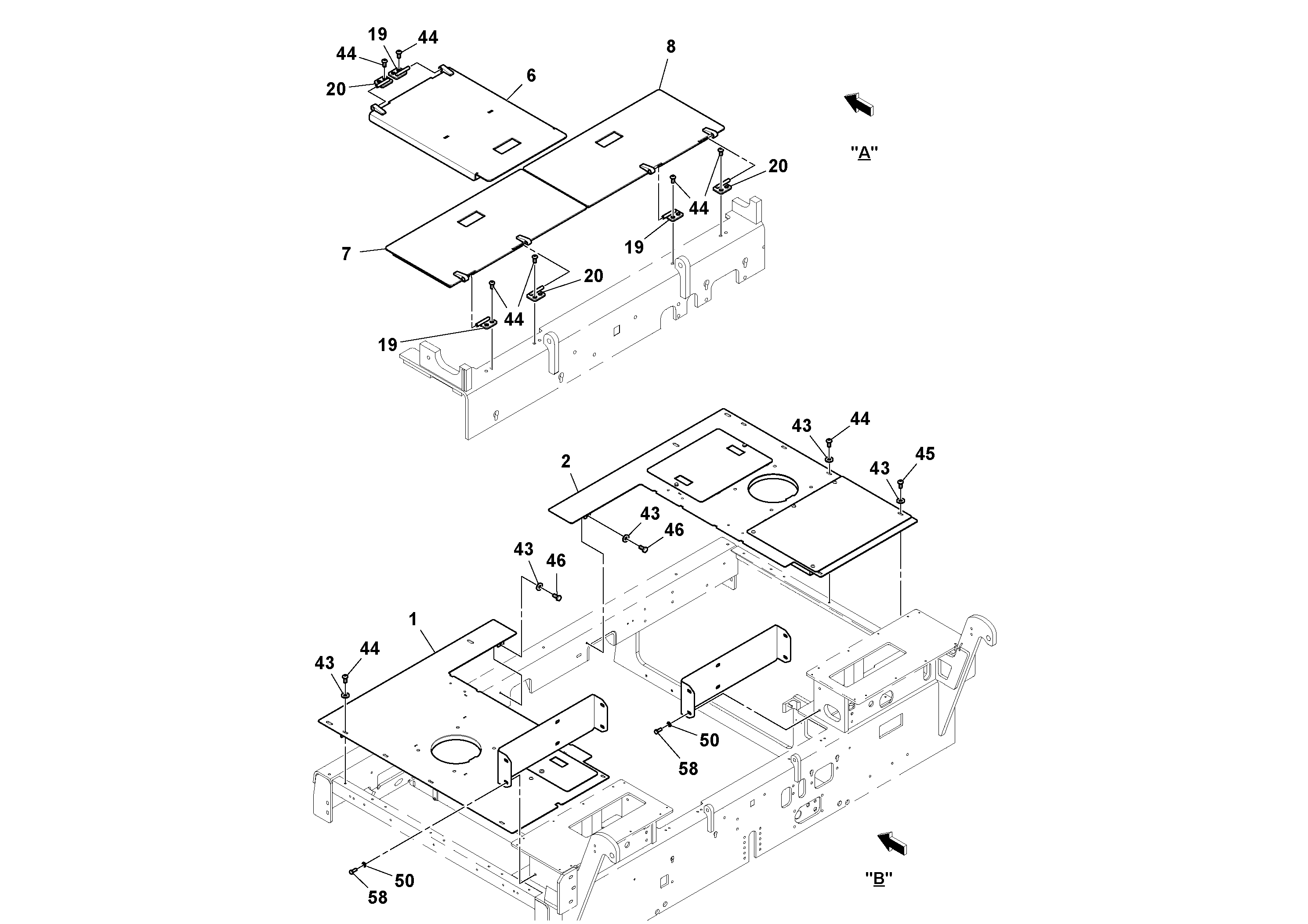 Схема запчастей Volvo PF6170 - 105347 Hood And Deck Installation PF6160/PF6170