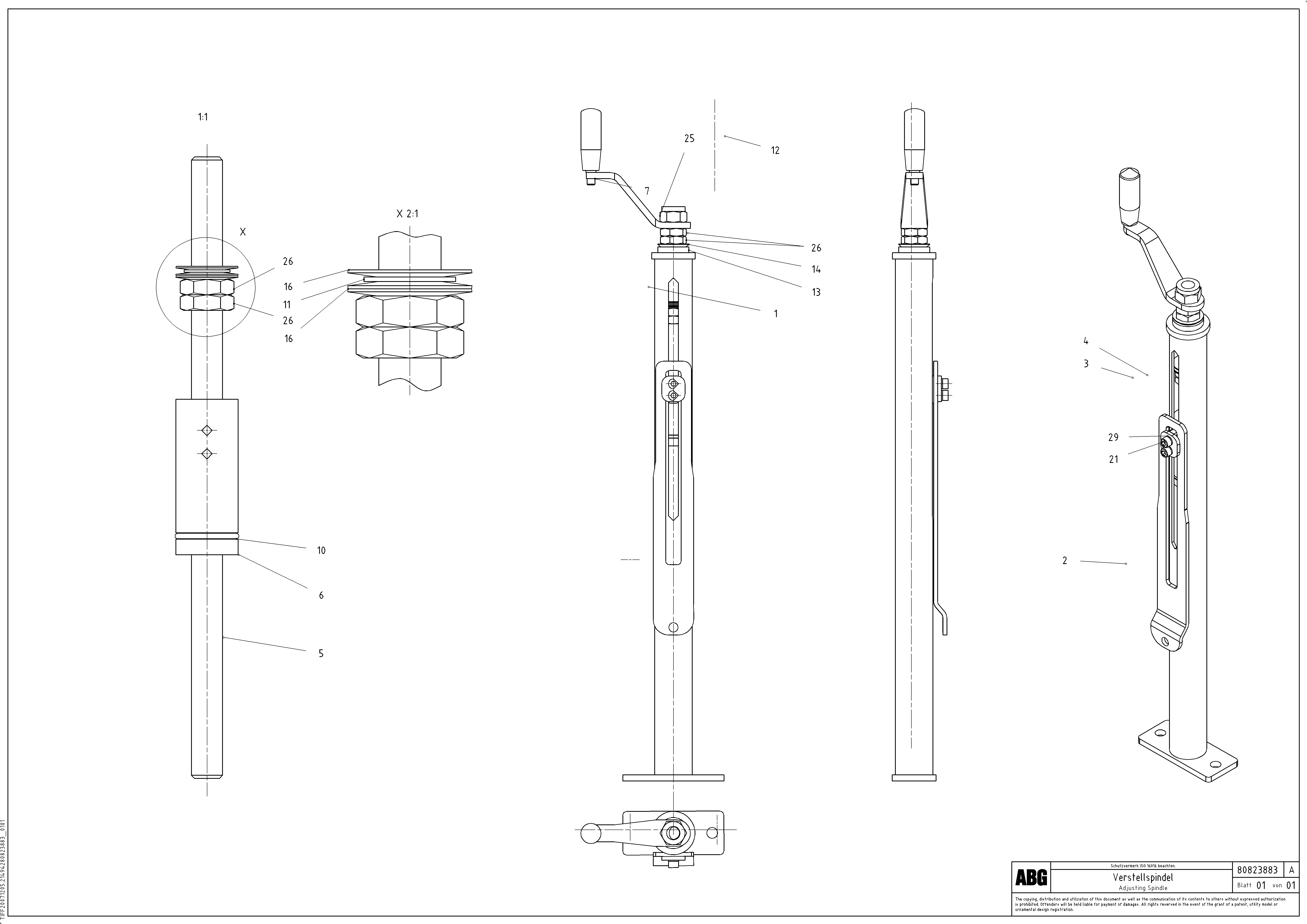 Схема запчастей Volvo PF6170 - 91598 Adjusting spindle for lateral limitation OMNI 1001 ATT. SCREEDS 3,0 - 9,0M PF6110 PF6160/PF6170