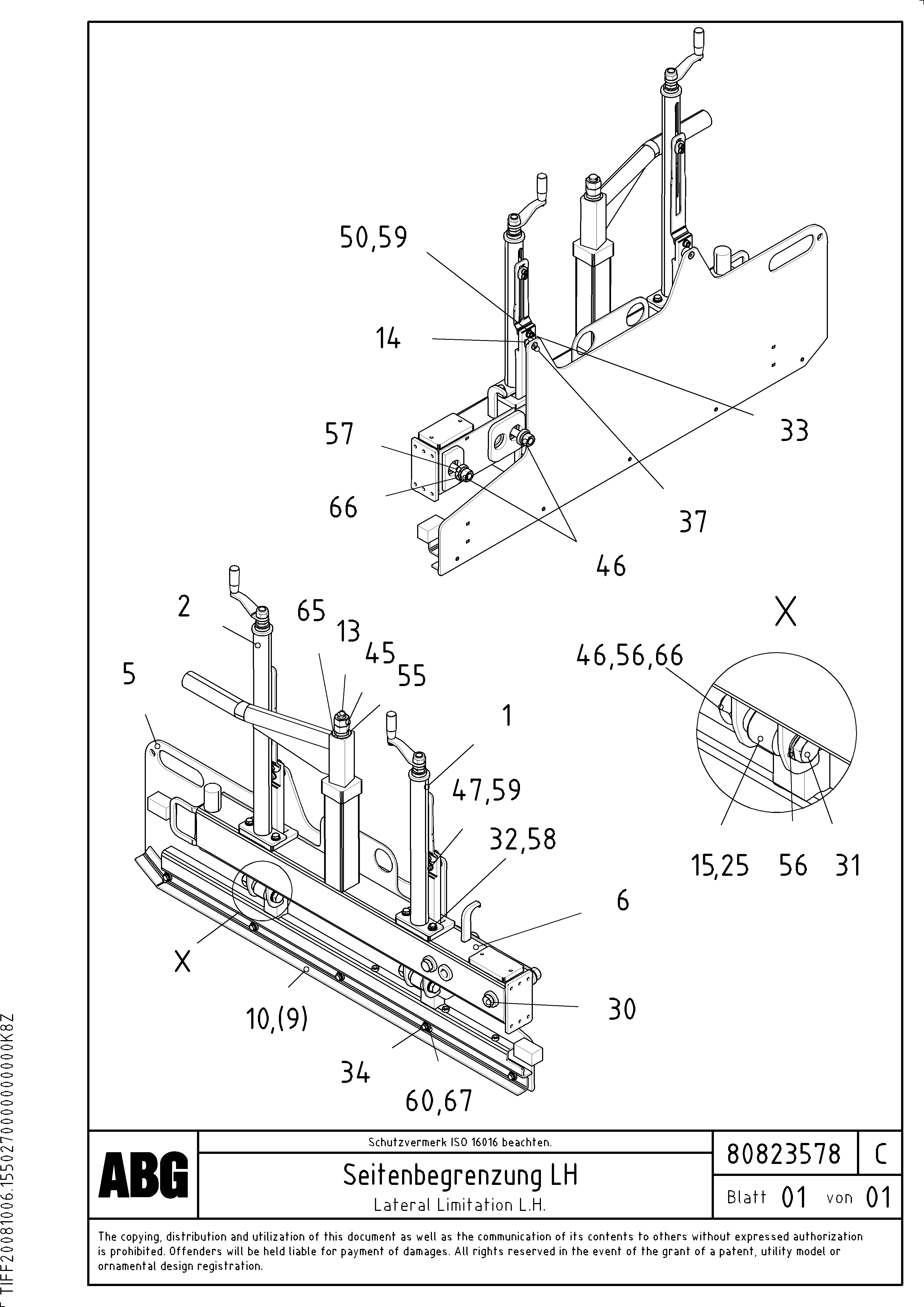Схема запчастей Volvo PF6170 - 93449 Lateral limitation OMNI 1001 ATT. SCREEDS 3,0 - 9,0M PF6110 PF6160/PF6170