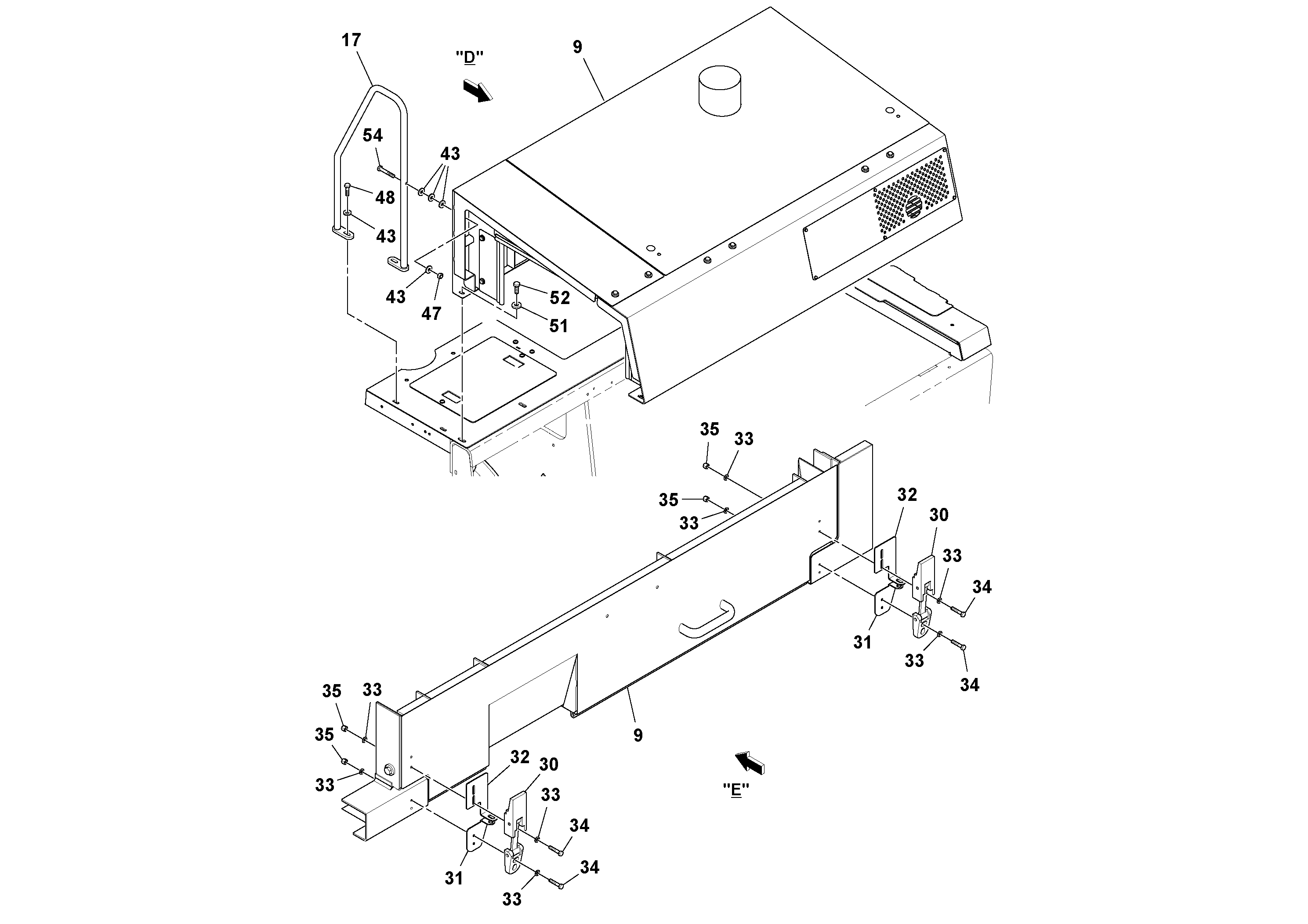 Схема запчастей Volvo PF6170 - 99053 Hood And Deck Installation PF6160/PF6170