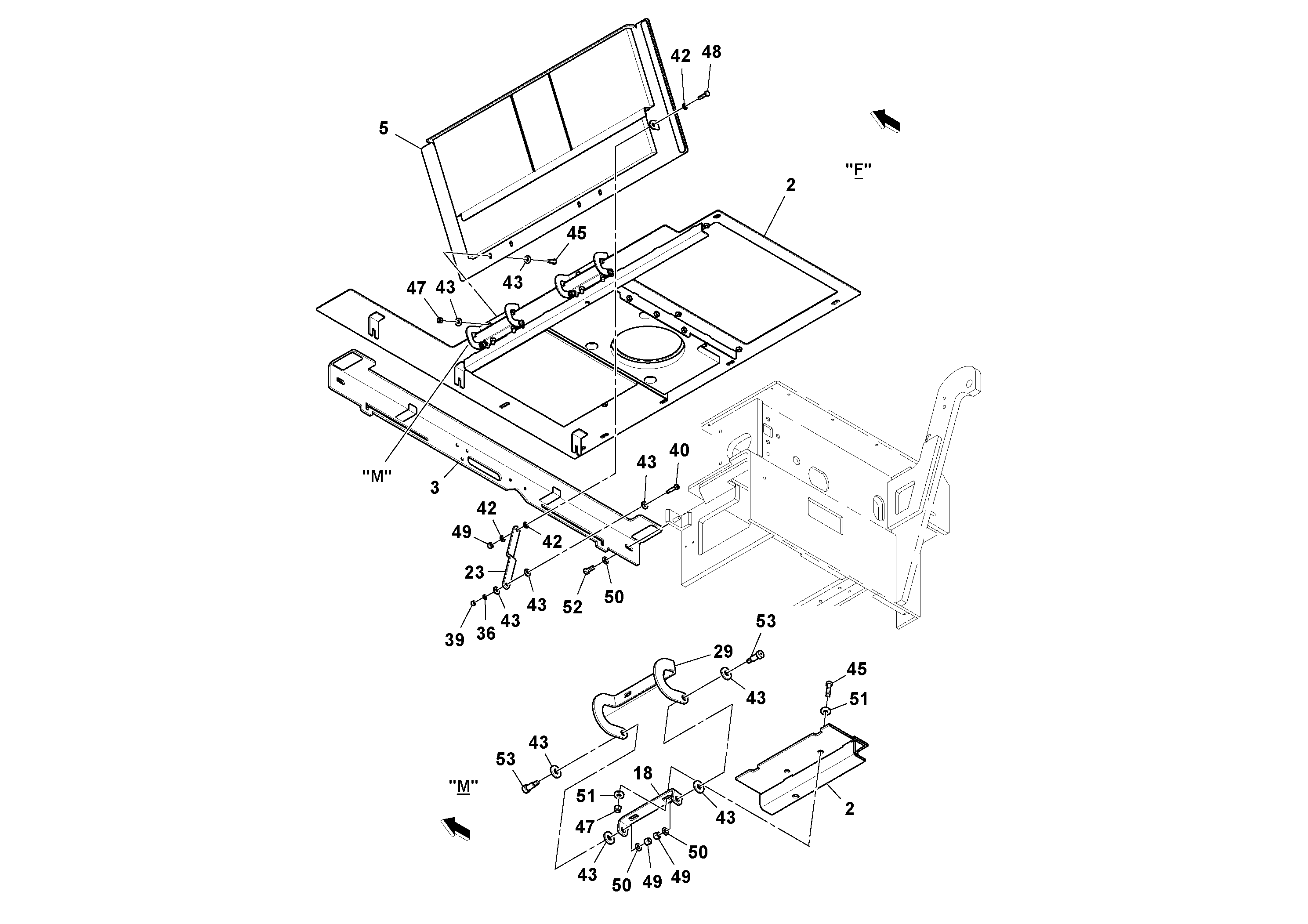 Схема запчастей Volvo PF6170 - 99465 Hood And Deck Installation PF6160/PF6170