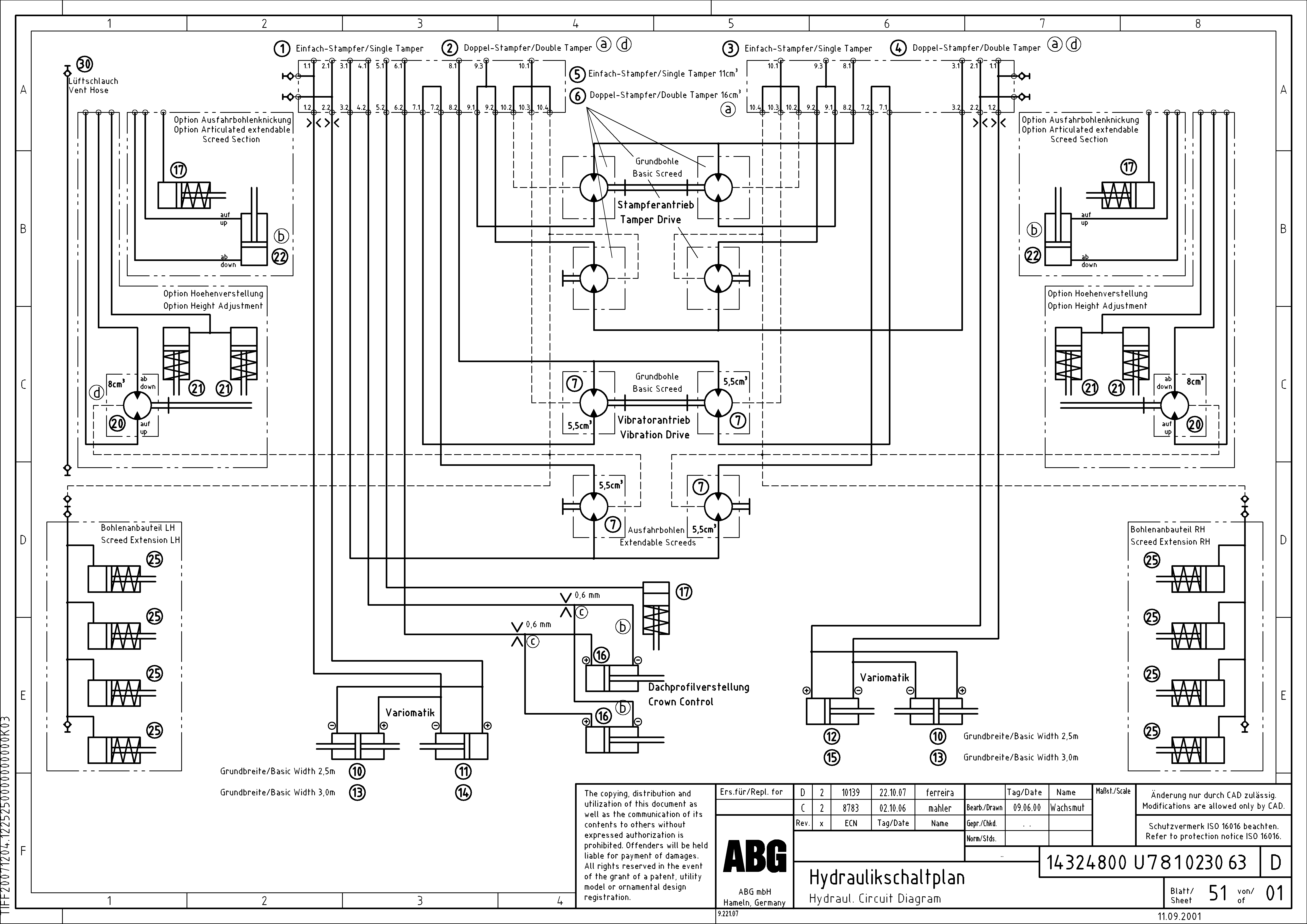 Схема запчастей Volvo PF6170 - 67548 Hydraul. Circuit Diagram OMNI 1000 ATT. SCREEDS 3,0 - 9,0M PF6110, PF6160/6170