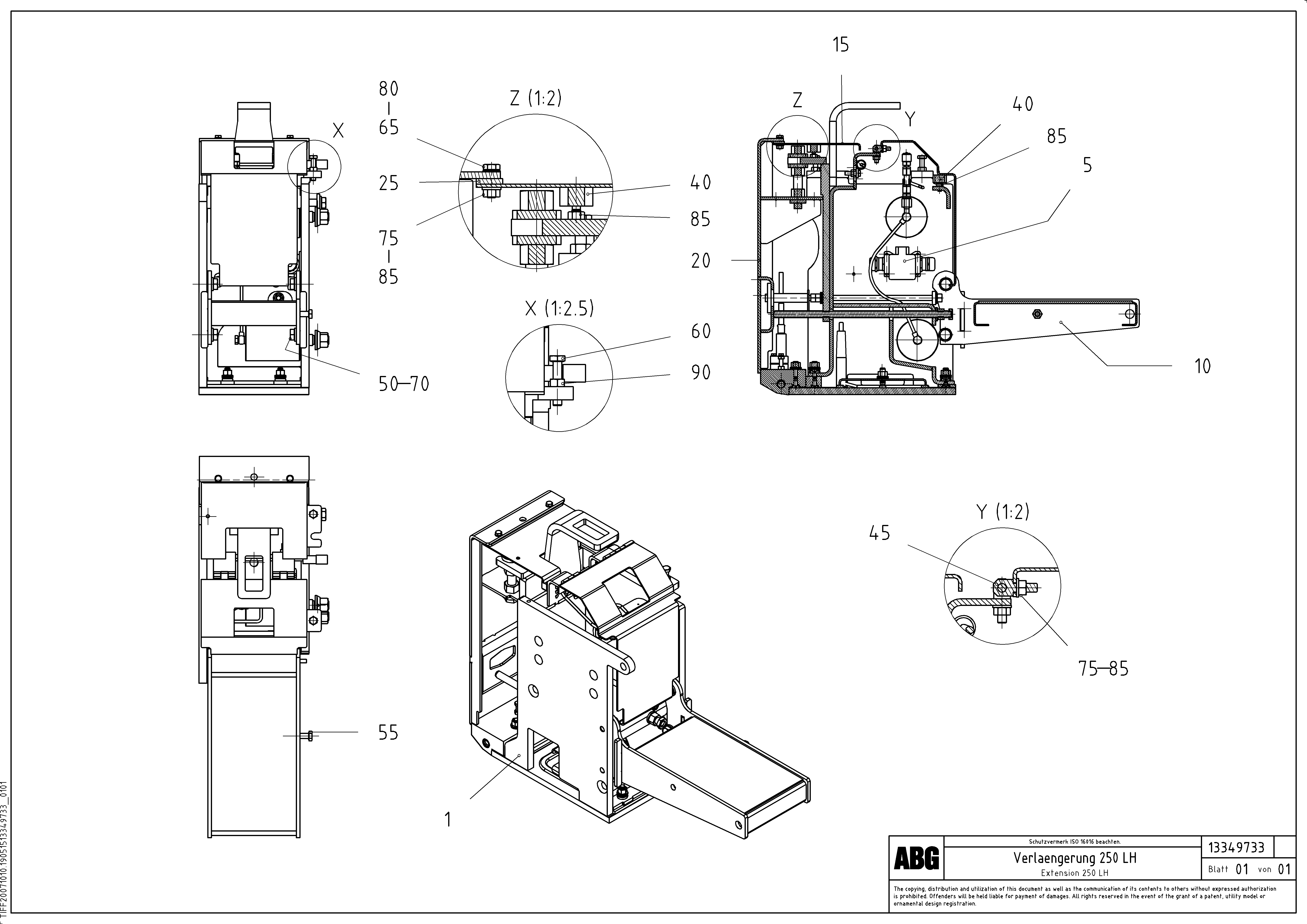 Схема запчастей Volvo PF6170 - 67828 Extension screed OMNI 1000 ATT. SCREEDS 3,0 - 9,0M PF6110, PF6160/6170