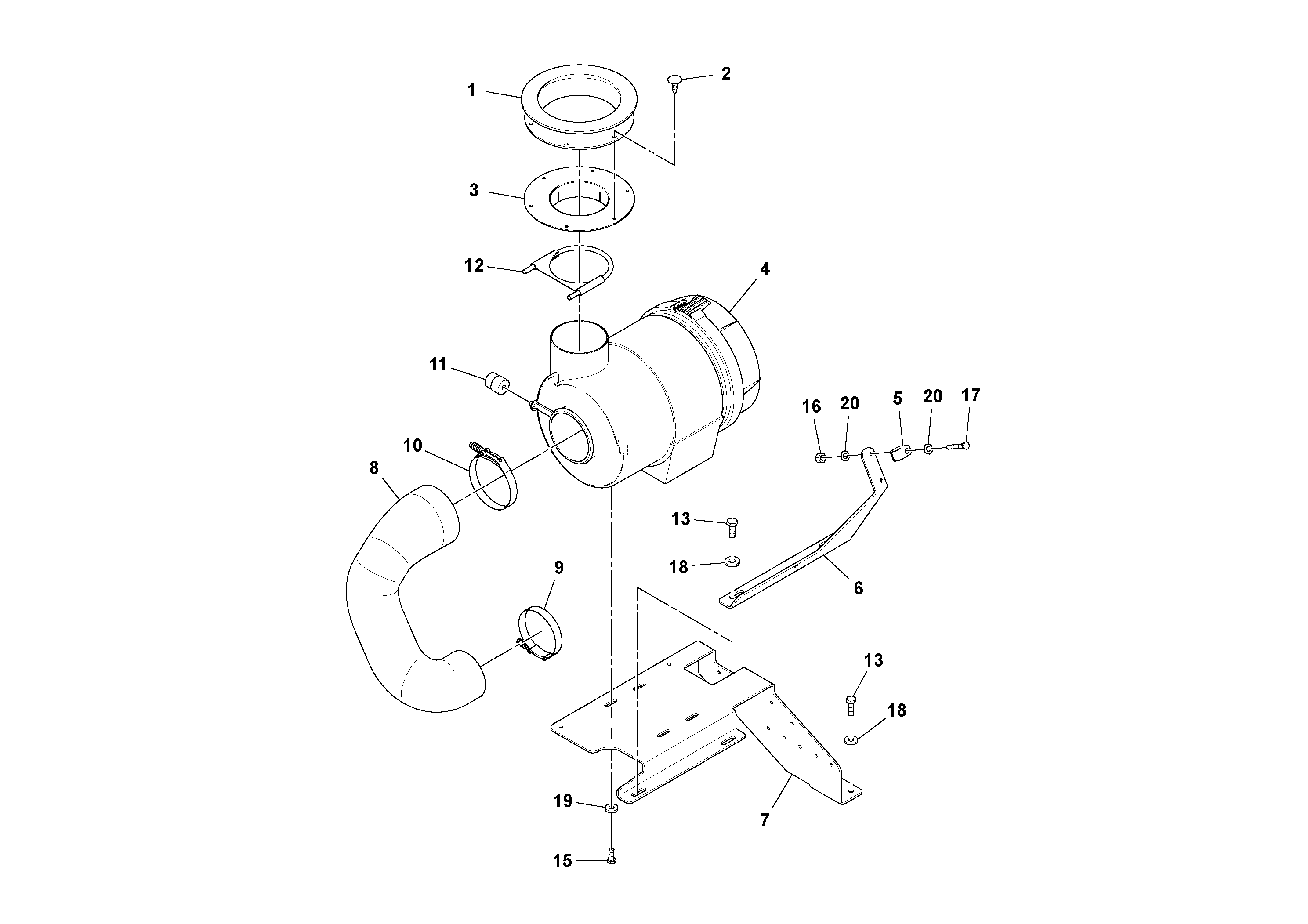 Схема запчастей Volvo PF6170 - 87666 Air cleaner installation PF6160/PF6170