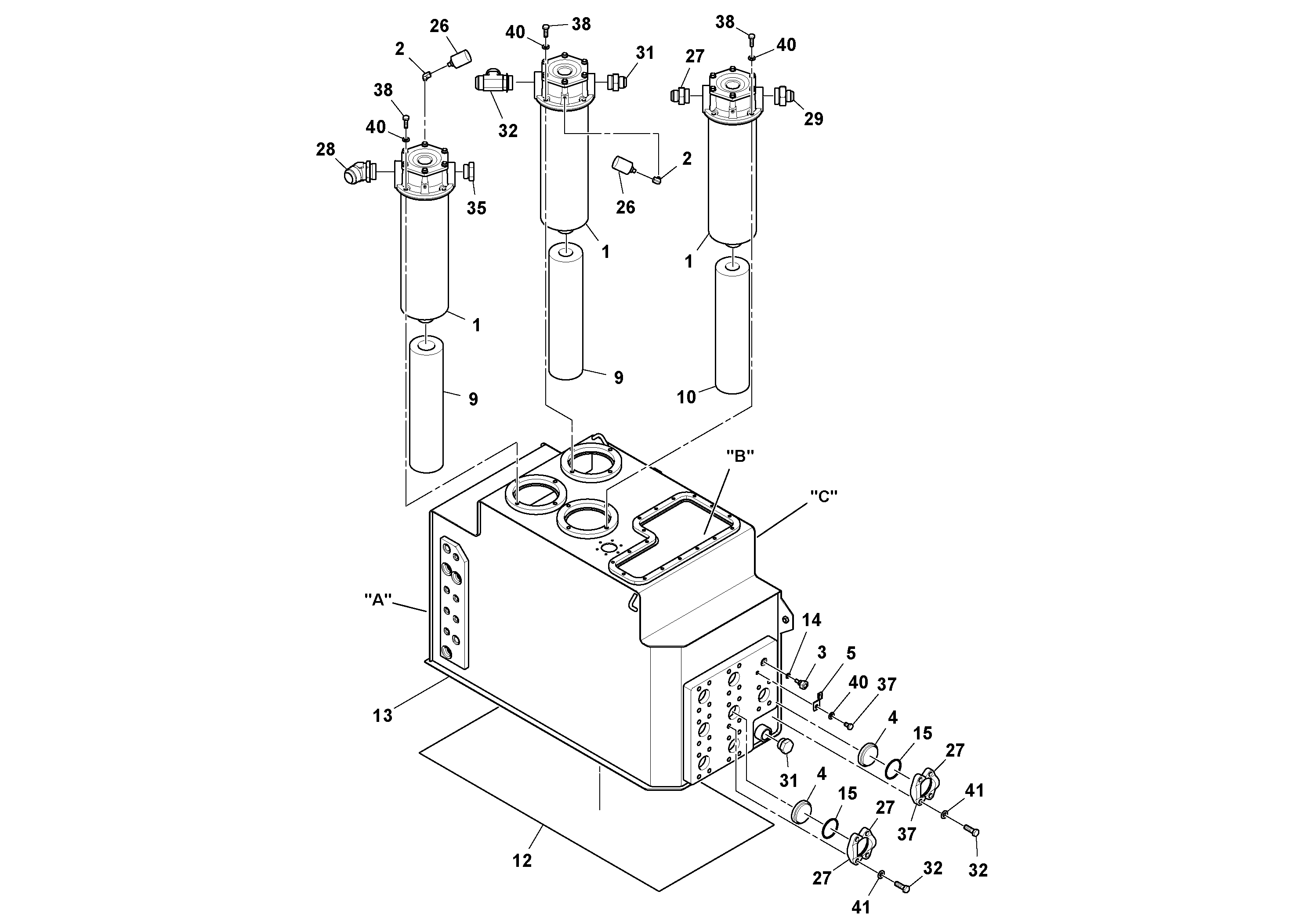 Схема запчастей Volvo PF6170 - 96361 Hydraulic Tank Assembly PF6160/PF6170