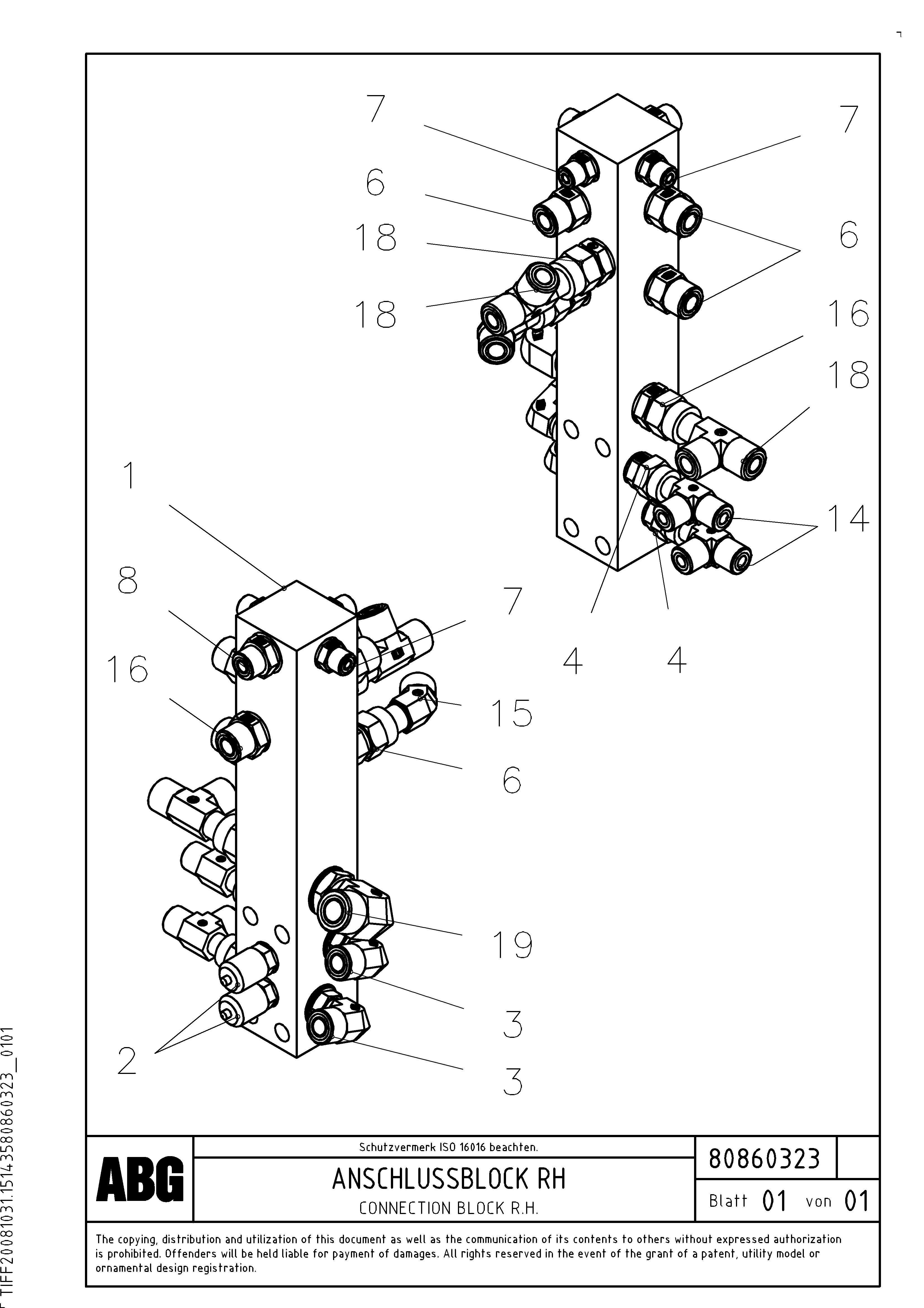 Схема запчастей Volvo PF6170 - 91601 Connection block on basic screed OMNI 1011 ATT. SCREEDS 3,0 - 9,0M PF6110 PF6160/PF6170