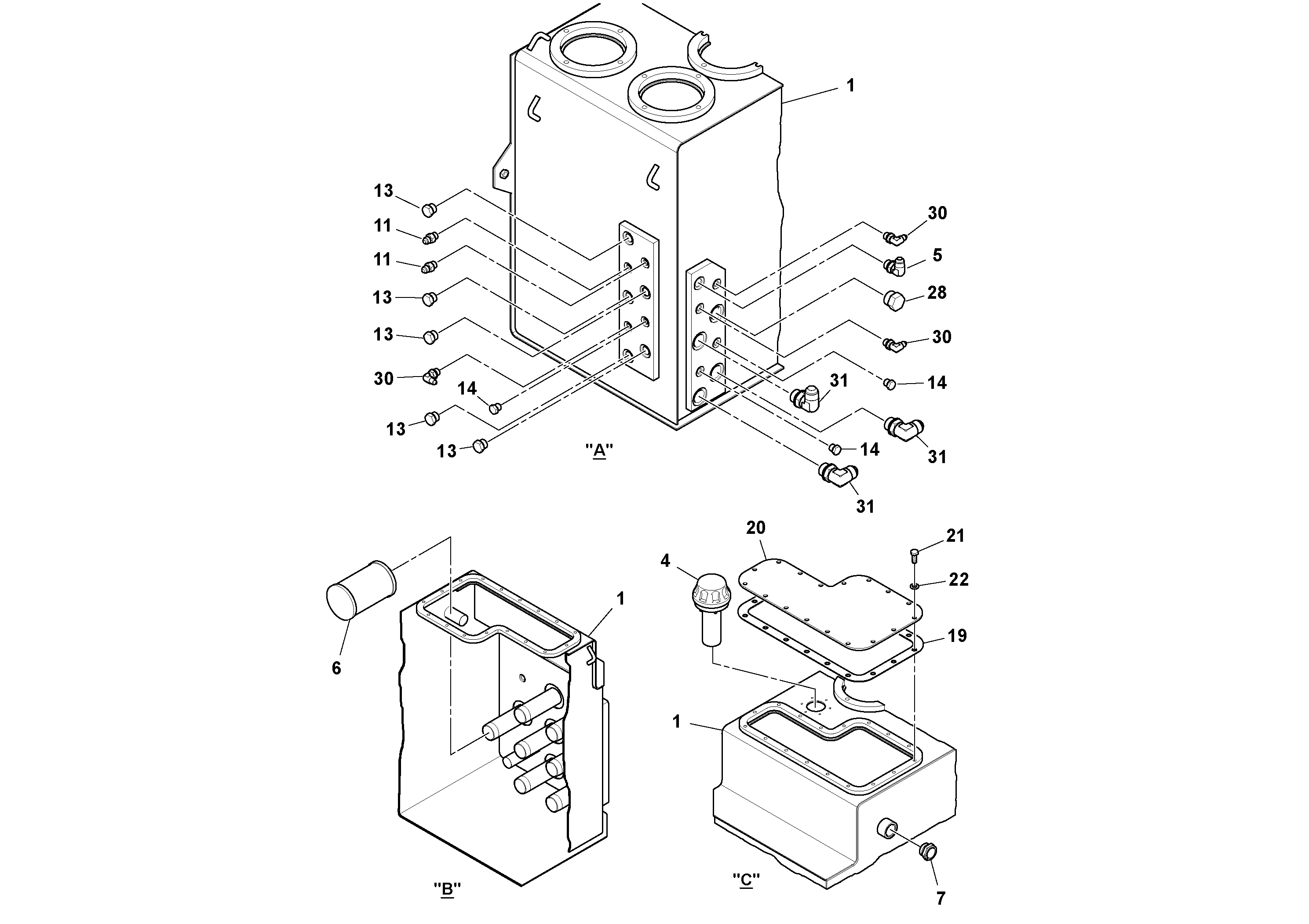 Схема запчастей Volvo PF6170 - 98092 Hydraulic Tank Assembly PF6160/PF6170