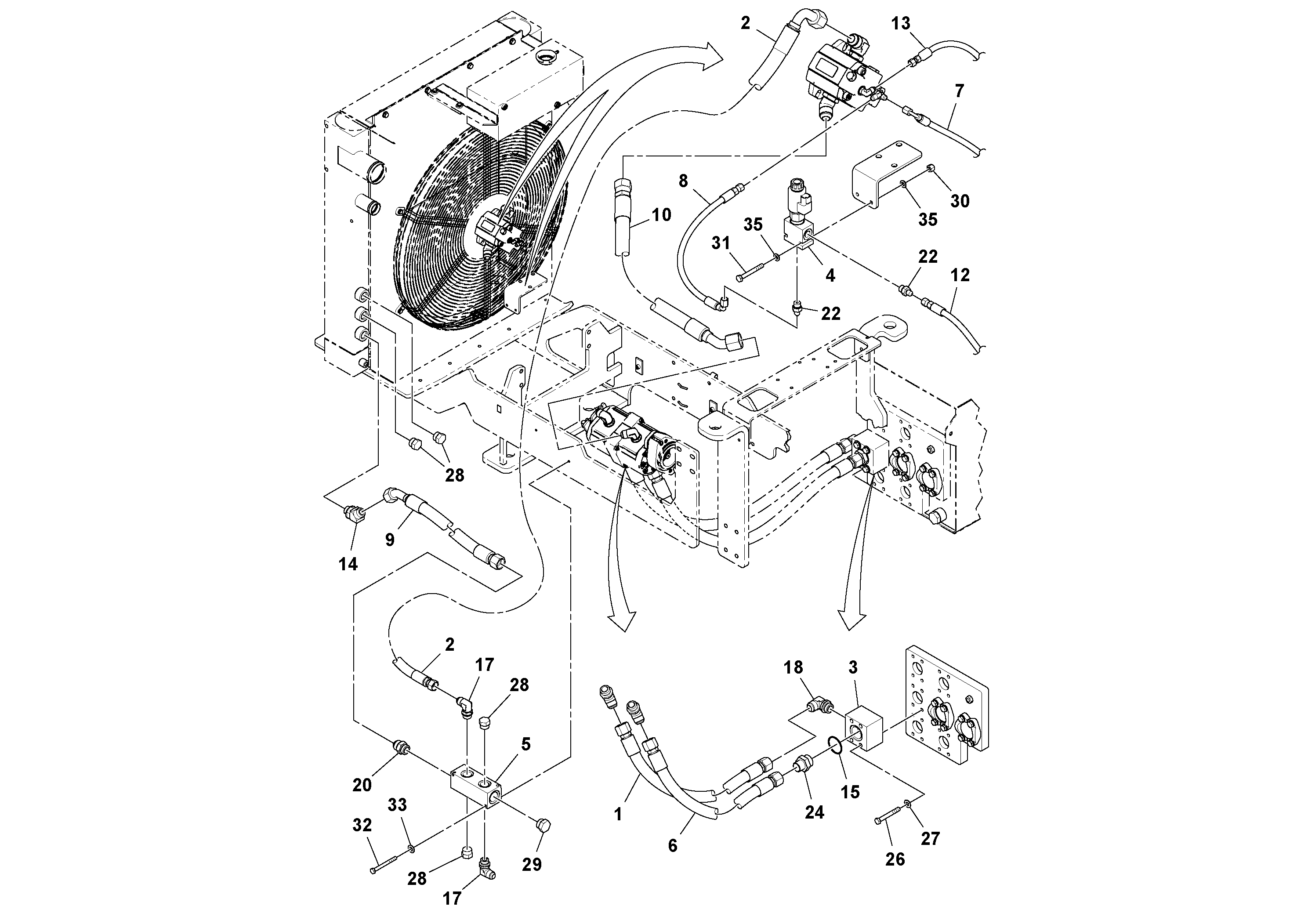 Схема запчастей Volvo PF6170 - 99046 Hydraulic Cooler Installation PF6160/PF6170