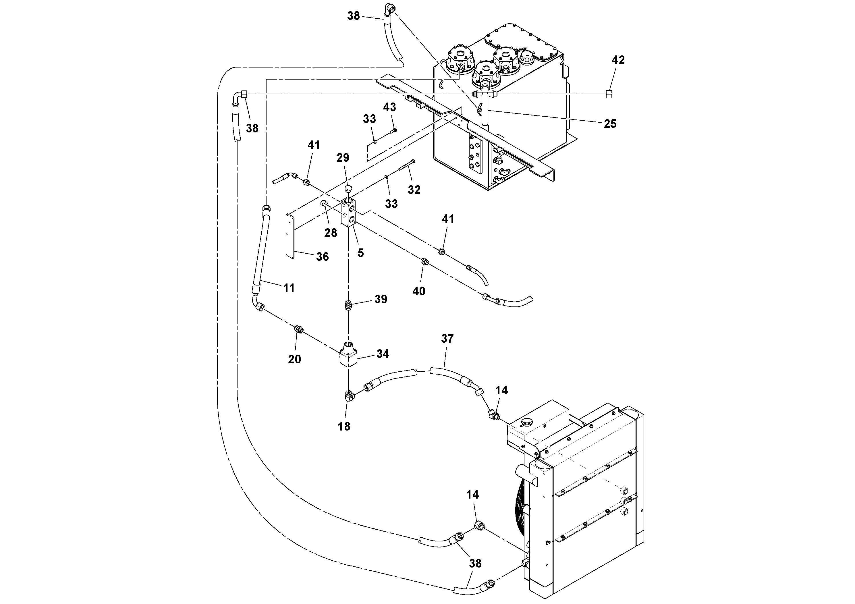 Схема запчастей Volvo PF6170 - 94337 Hydraulic Cooler Installation PF6160/PF6170