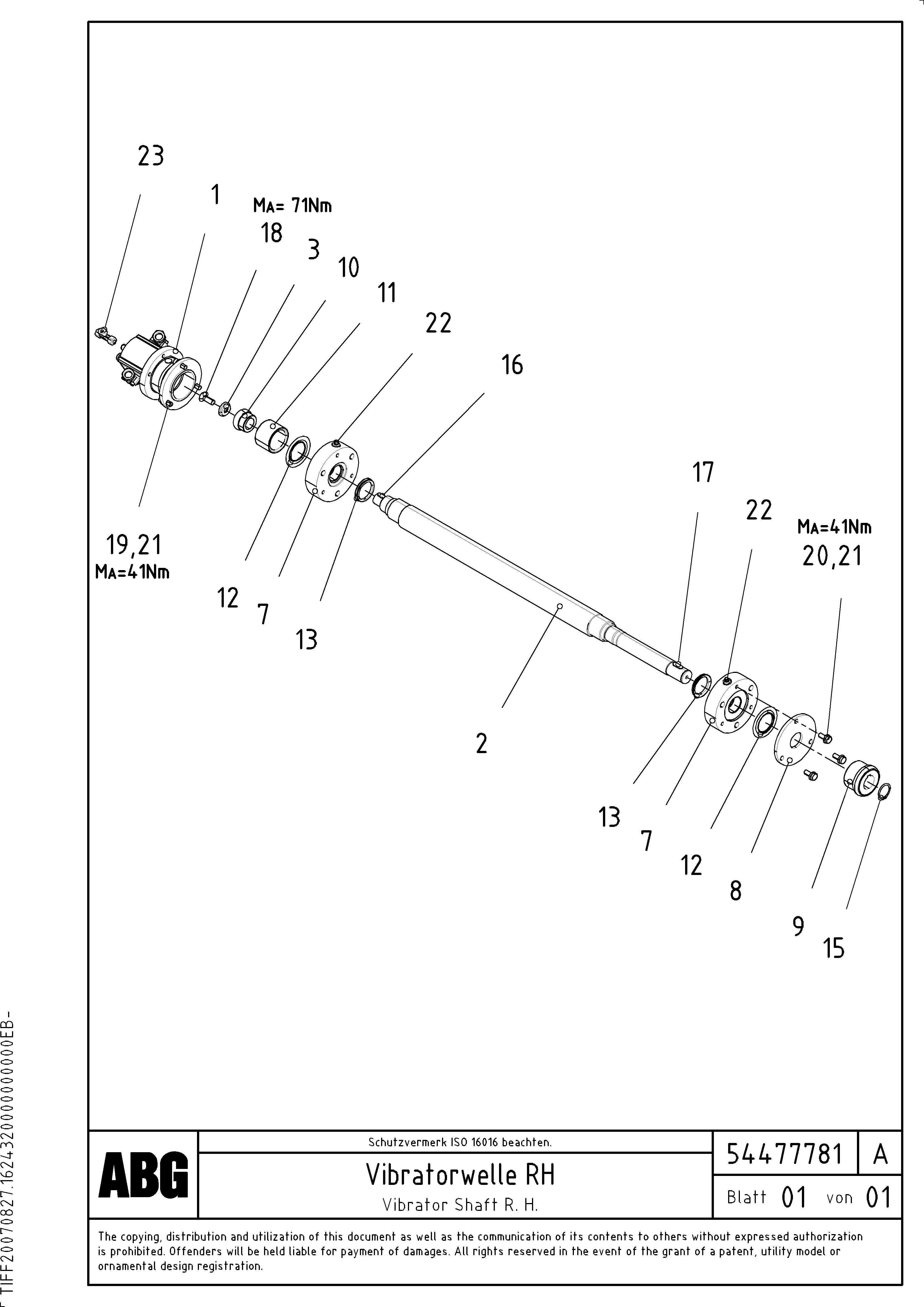 Схема запчастей Volvo PF6170 - 75090 Vibrator shaft for extension OMNI 1000 ATT. SCREEDS 3,0 - 9,0M PF6110, PF6160/6170
