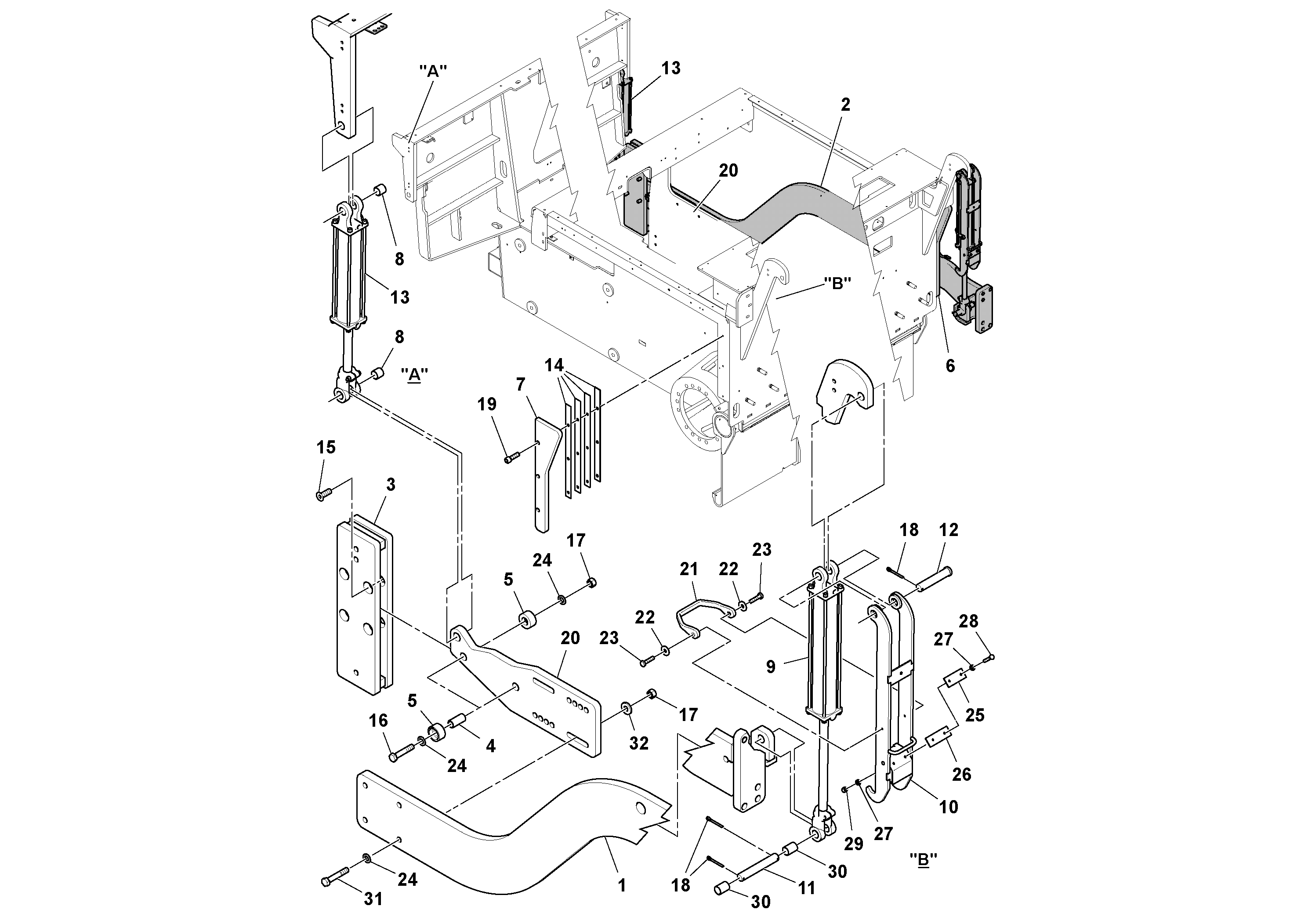 Схема запчастей Volvo PF6170 - 94347 Tow Point Installation PF6160/PF6170