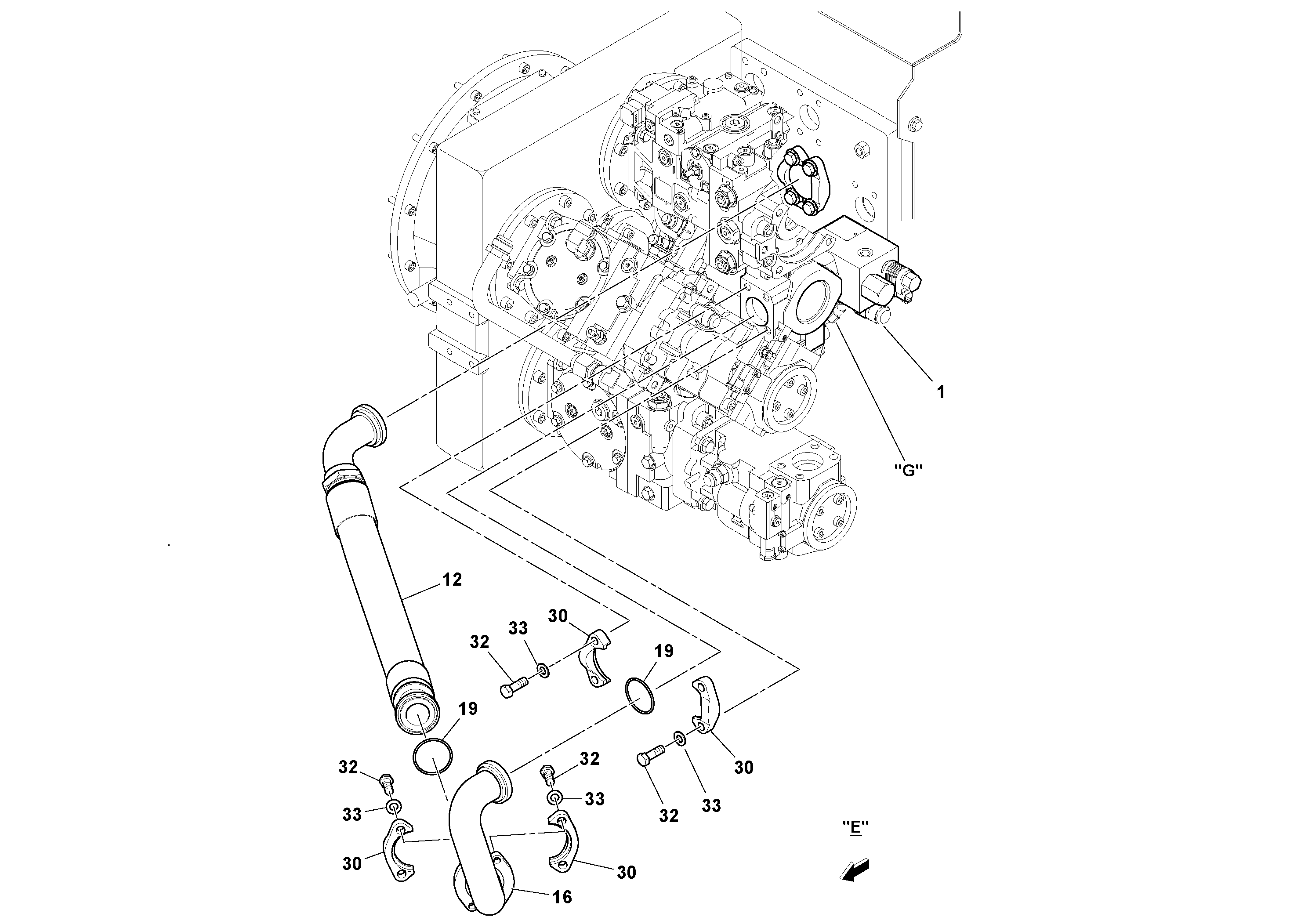Схема запчастей Volvo PF6170 - 100096 Mixer Tub Hydraulic Installation PF6160/PF6170
