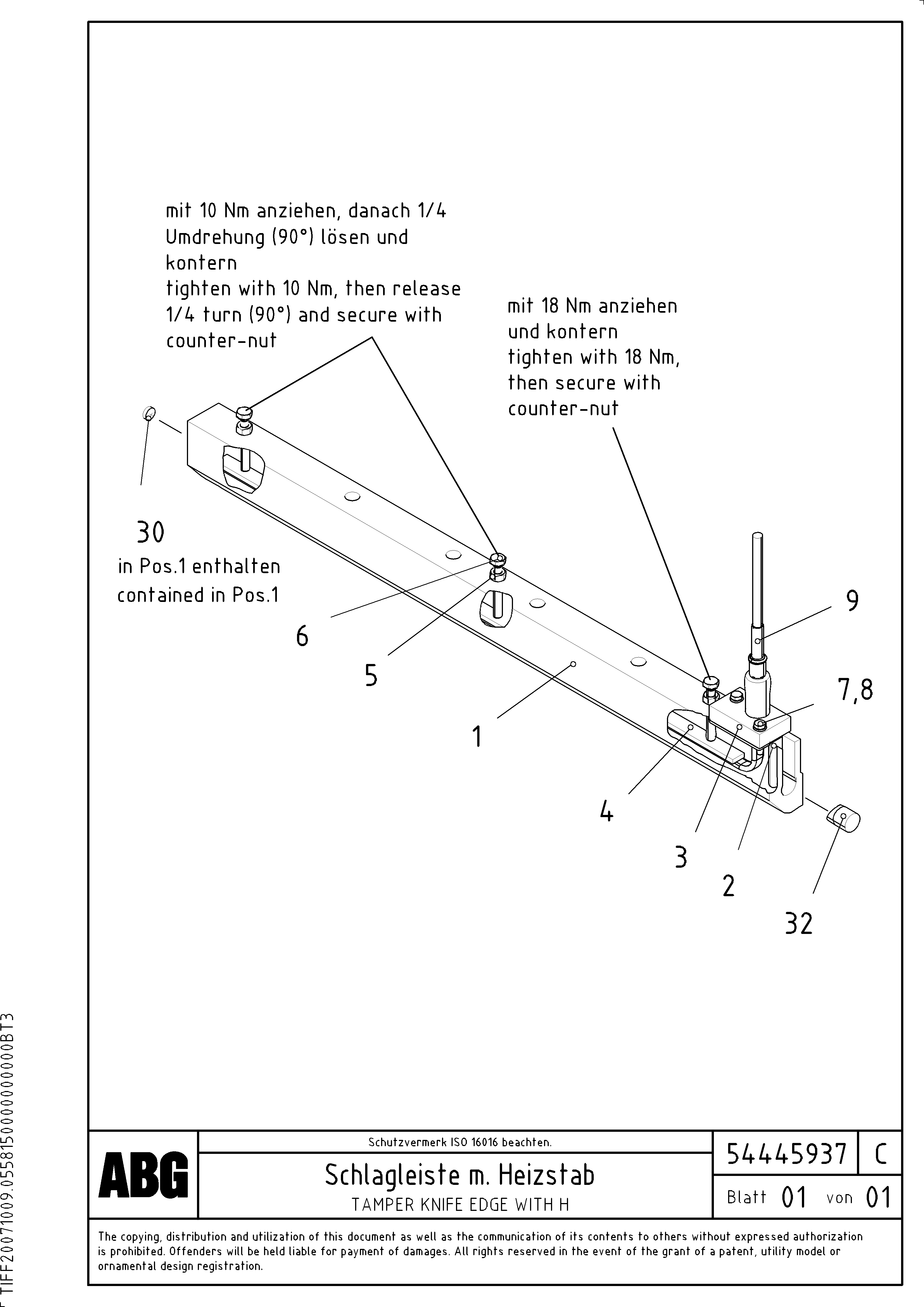 Схема запчастей Volvo PF6170 - 91202 Tamper knife edge with heating, for extension OMNI 1011 ATT. SCREEDS 3,0 - 9,0M PF6110 PF6160/PF6170