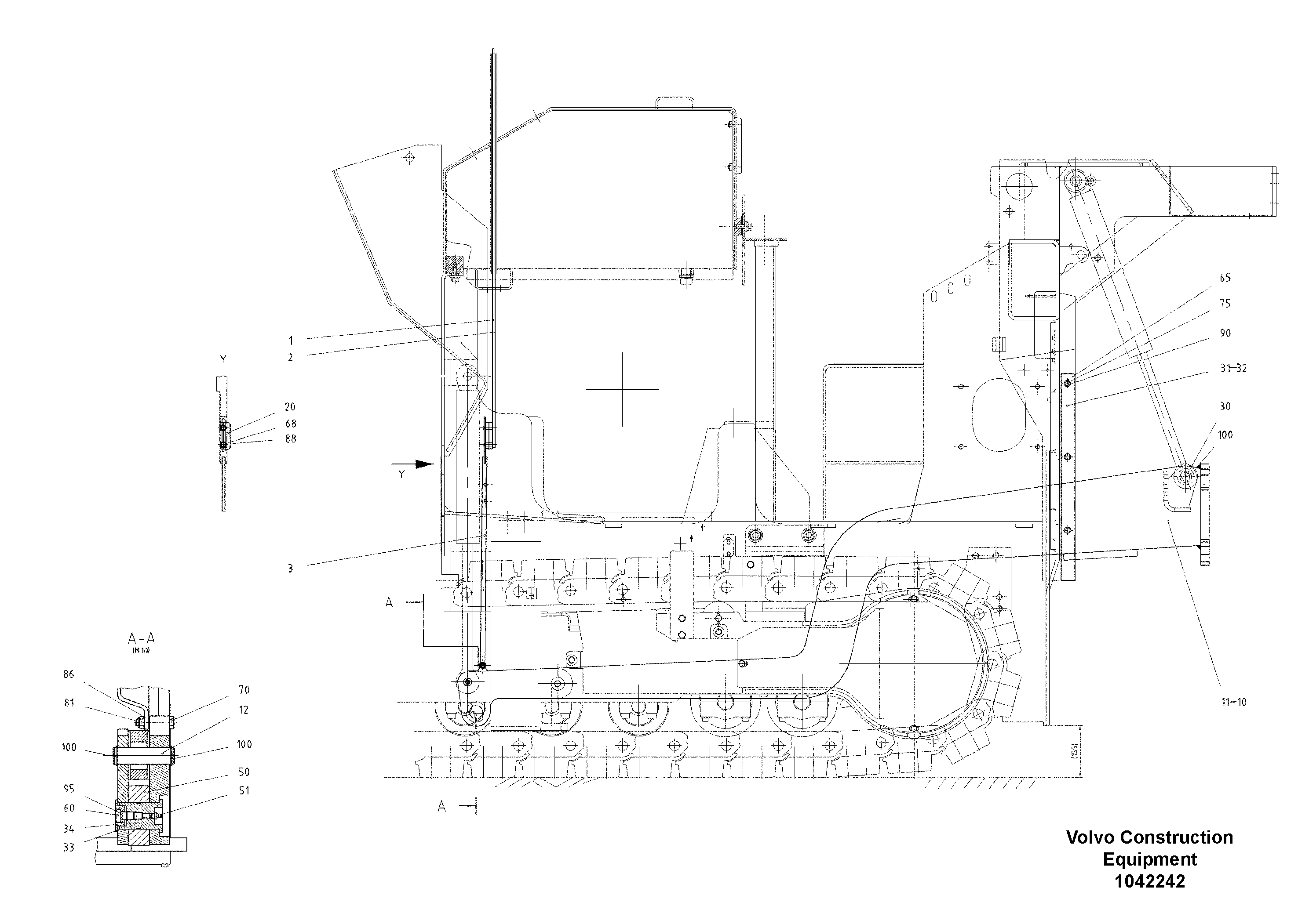 Схема запчастей Volvo ABG325 S/N 20941 - - 56225 Tow Arms Split 