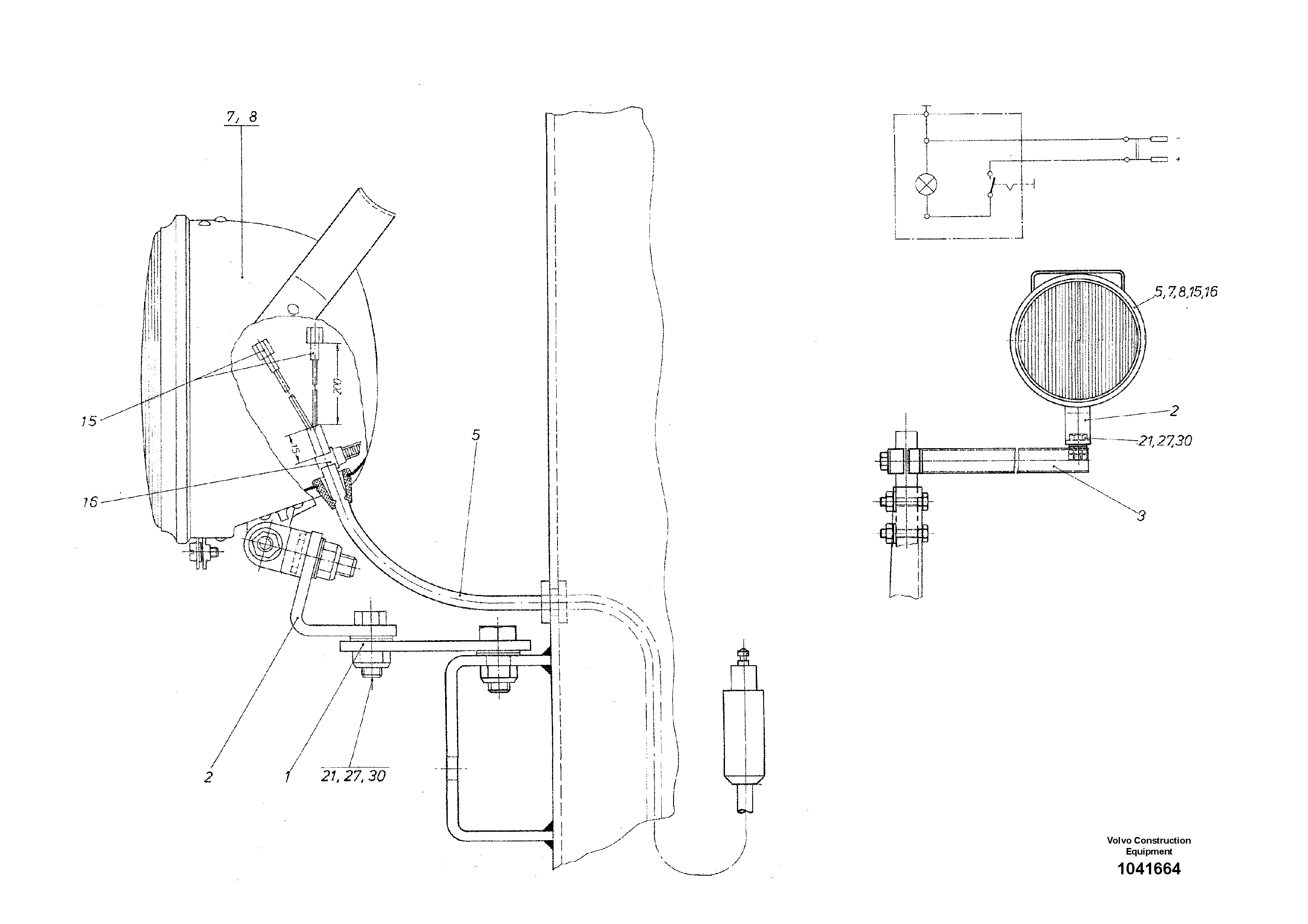 Схема запчастей Volvo ABG325 S/N 20941 - - 52728 work light 