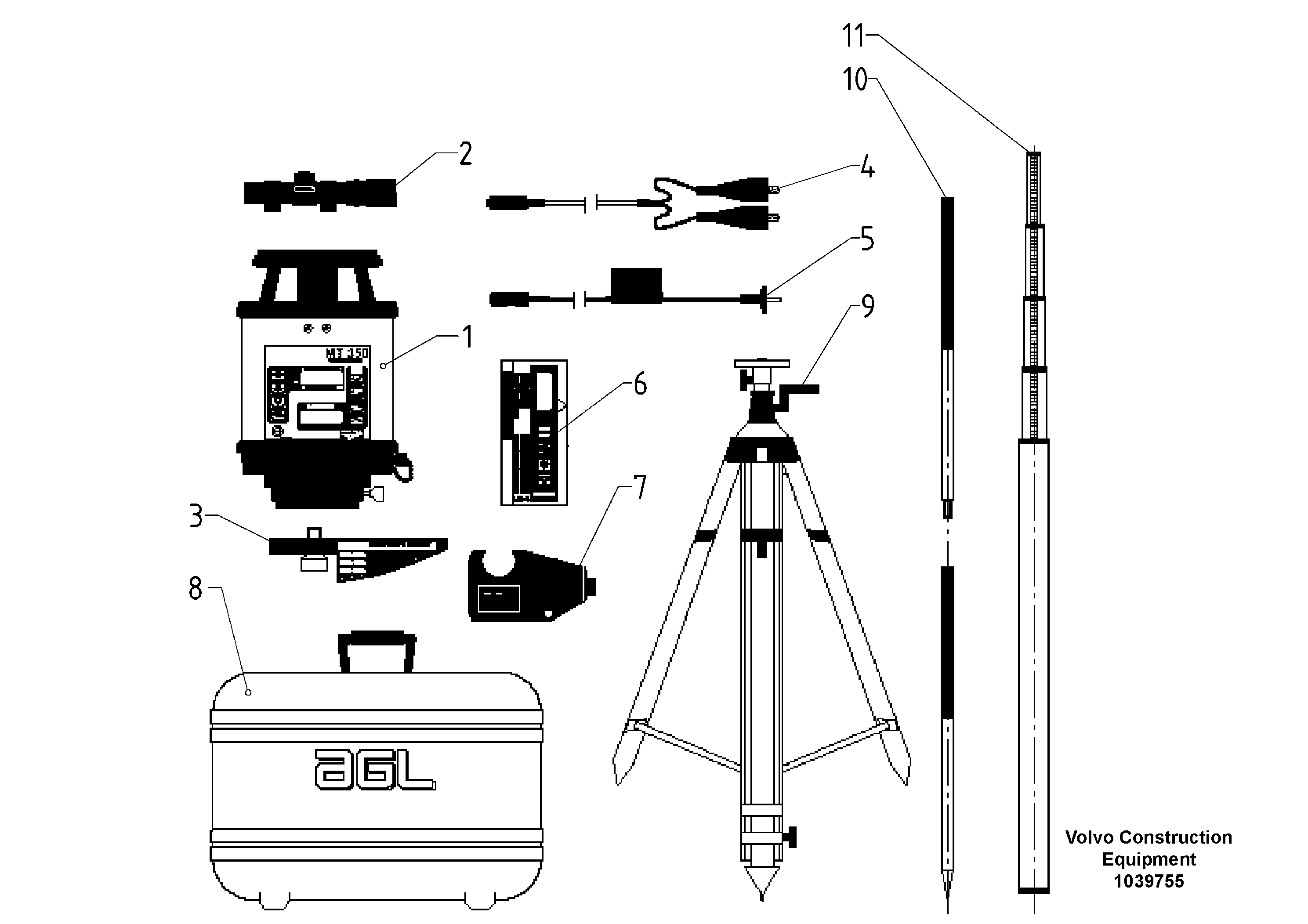 Схема запчастей Volvo ABG325 S/N 20941 - - 54797 Laser transmitter set 