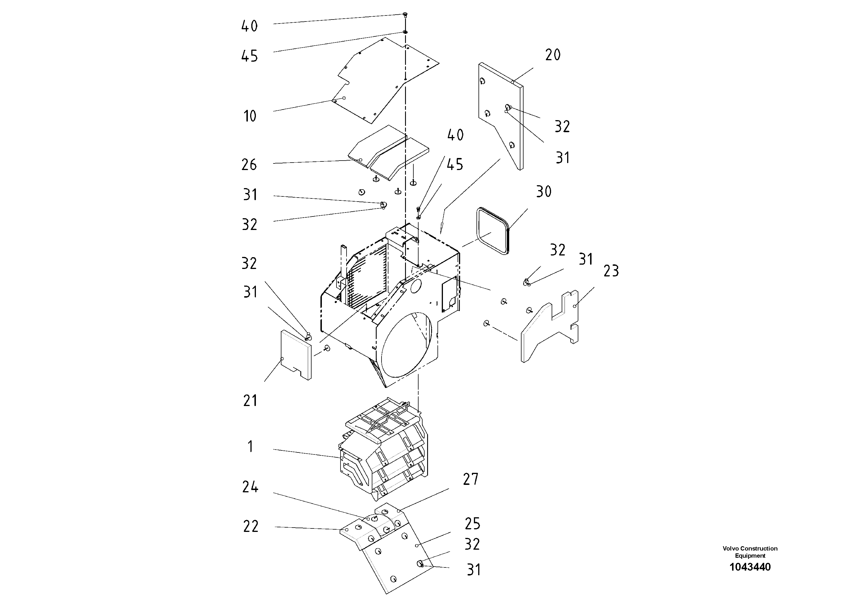 Схема запчастей Volvo ABG325 S/N 20941 - - 53070 Soundproofing Air Box 