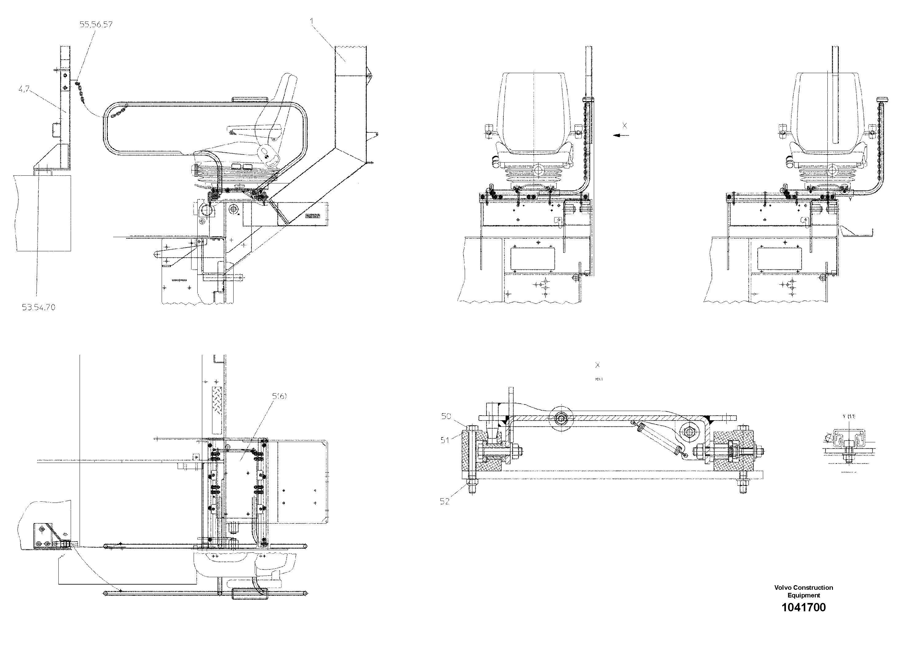 Схема запчастей Volvo ABG325 S/N 20941 - - 52914 Railing With Seat Console & All-weather Roof 