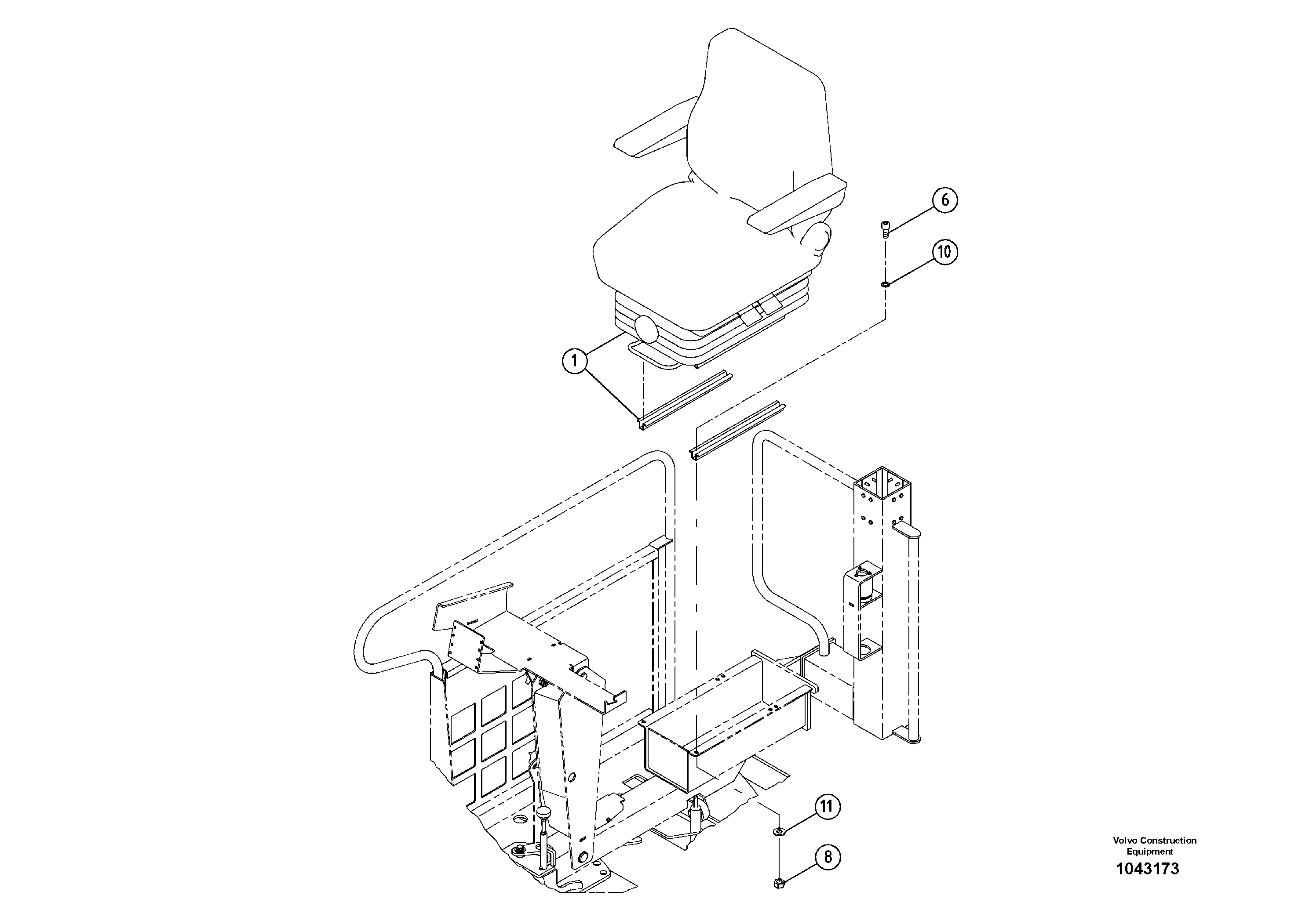 Схема запчастей Volvo ABG2820 - 82868 Standard seat ABG2820 S/N 20814 -