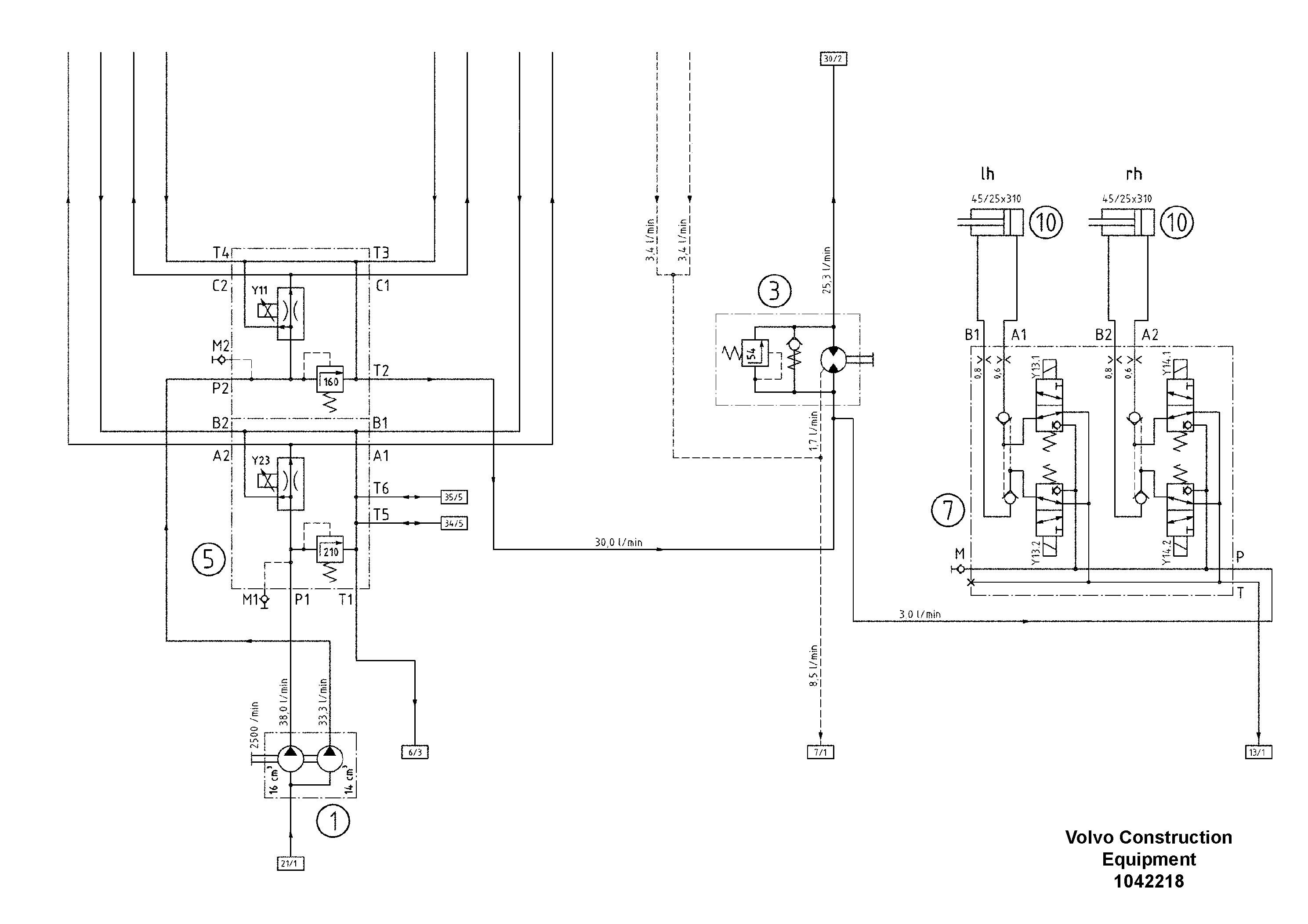Схема запчастей Volvo ABG2820 - 53783 Hydraulic diagram ABG2820 S/N 20814 -