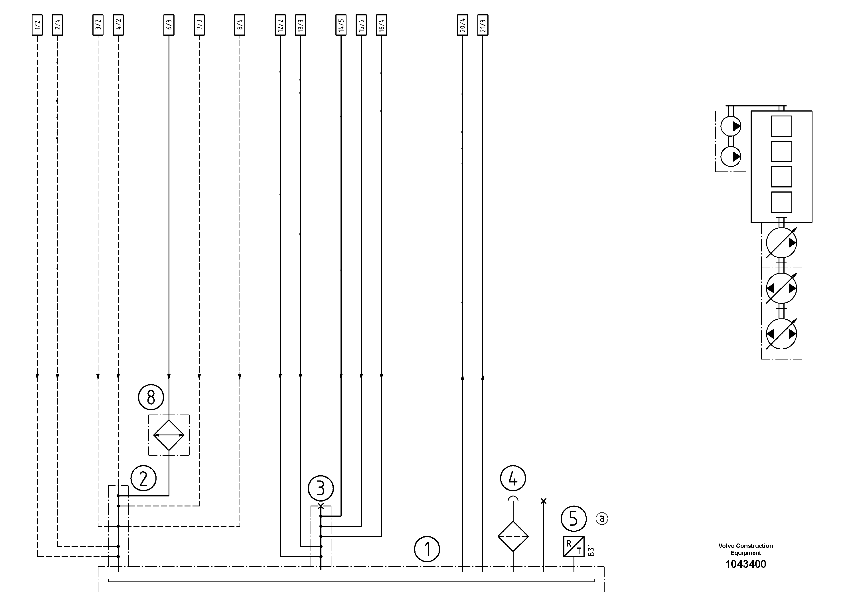Схема запчастей Volvo ABG2820 - 56993 Hydraulic diagram ABG2820 S/N 20814 -