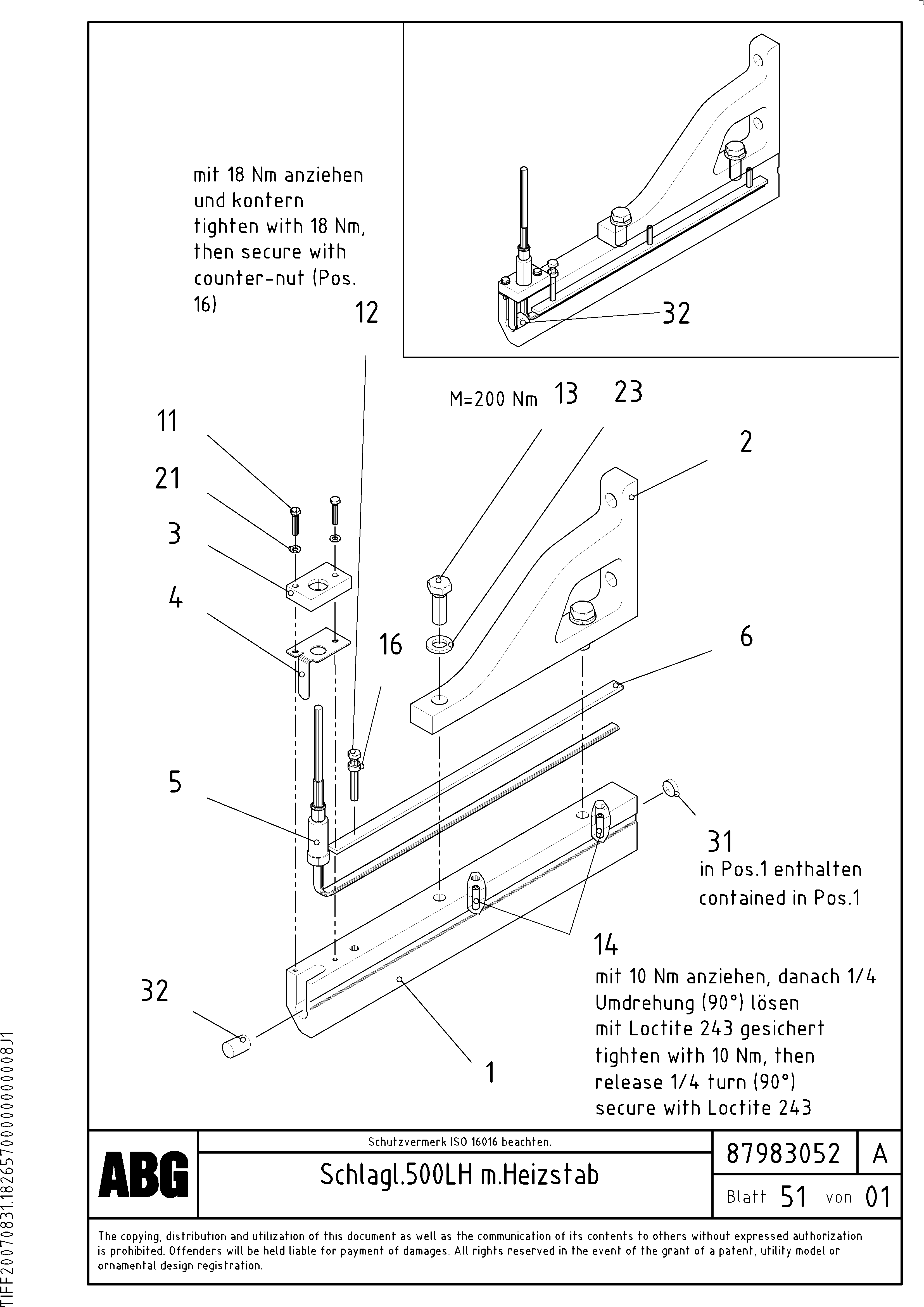Схема запчастей Volvo ABG2820 - 106584 Tamper knife edge with heating, for extension VB 30 ATT. SCREEDS 1,5 - 4,0M ABG2820