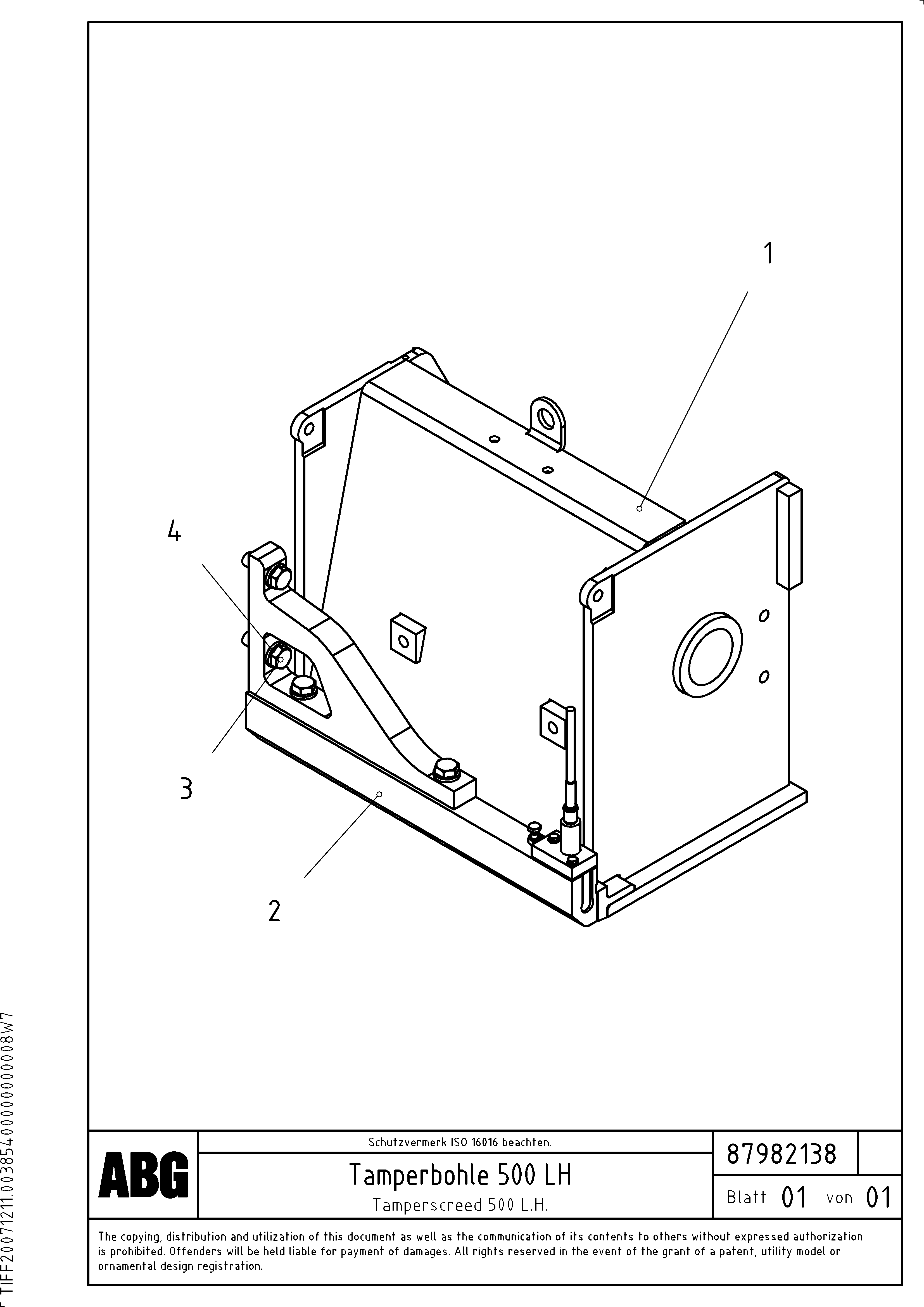 Схема запчастей Volvo ABG2820 - 73063 Tamper for extension VB 30 ATT. SCREEDS 1,5 - 4,0M ABG2820